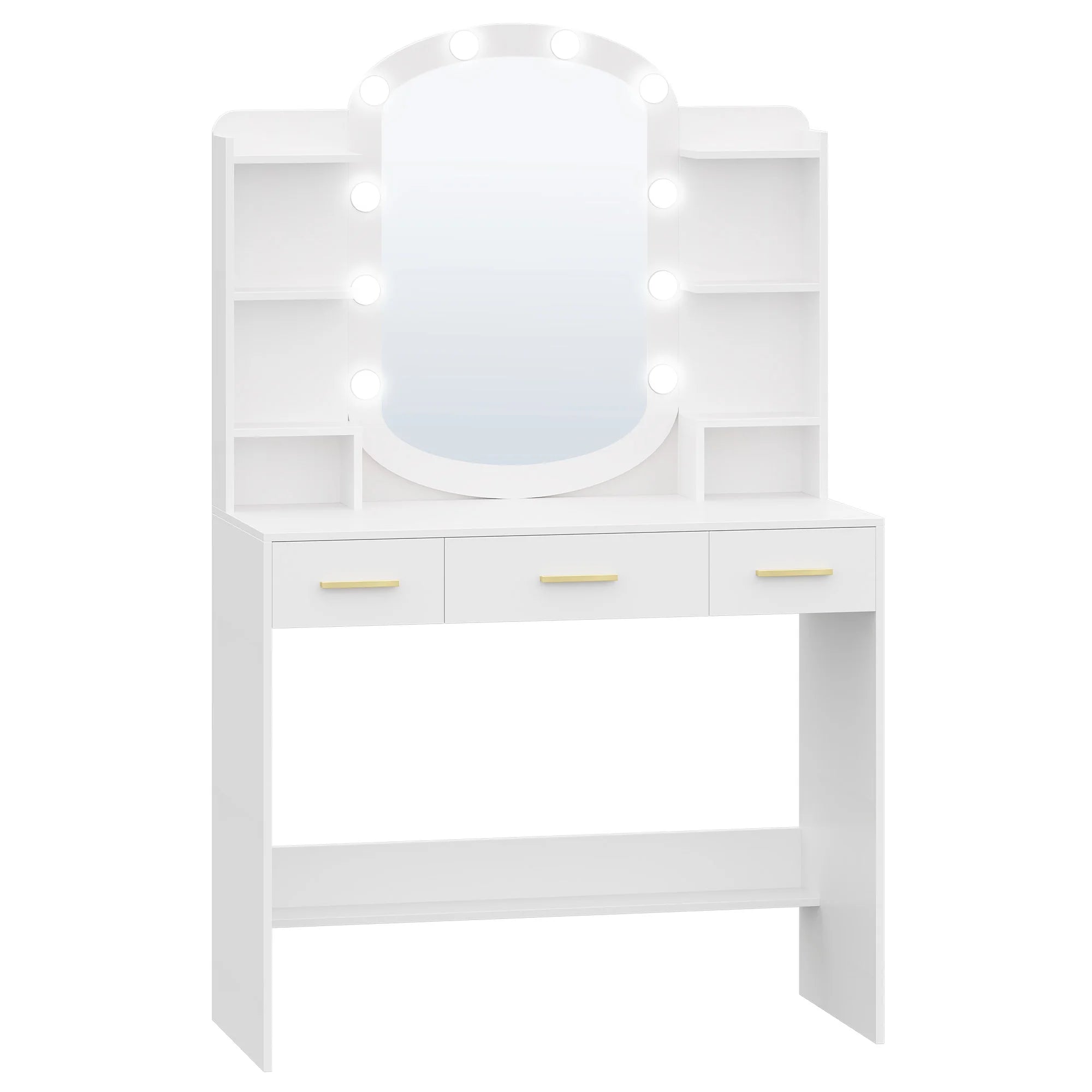 Kaptafel Met Spiegel en Lade – Moderne Make‑Up Tafel voor Slaapkamer – Wit