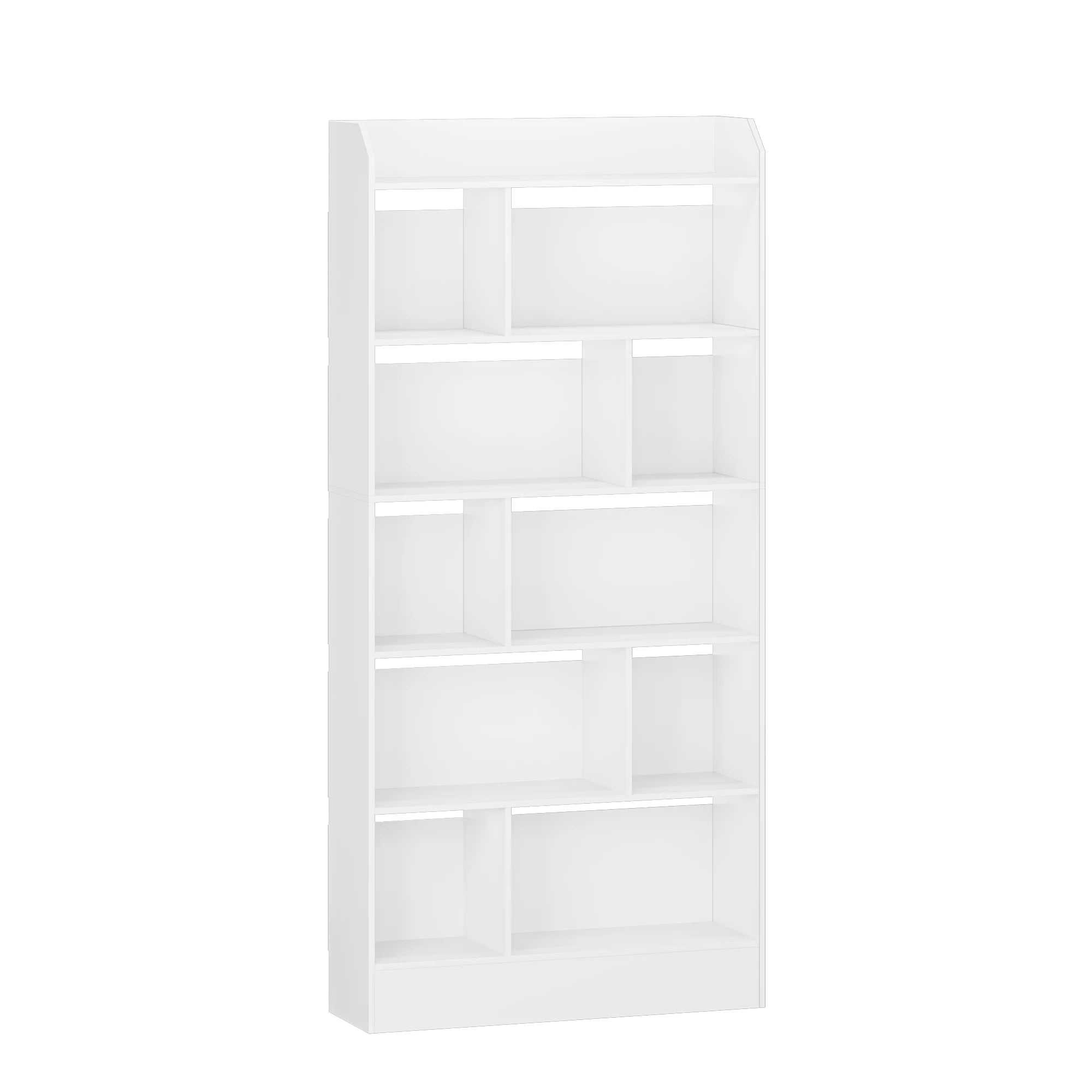 Witte Boekenkast met 6 Vakken – Moderne Opbergkast Staand voor Woonkamer, Slaapkamer en Kantoor