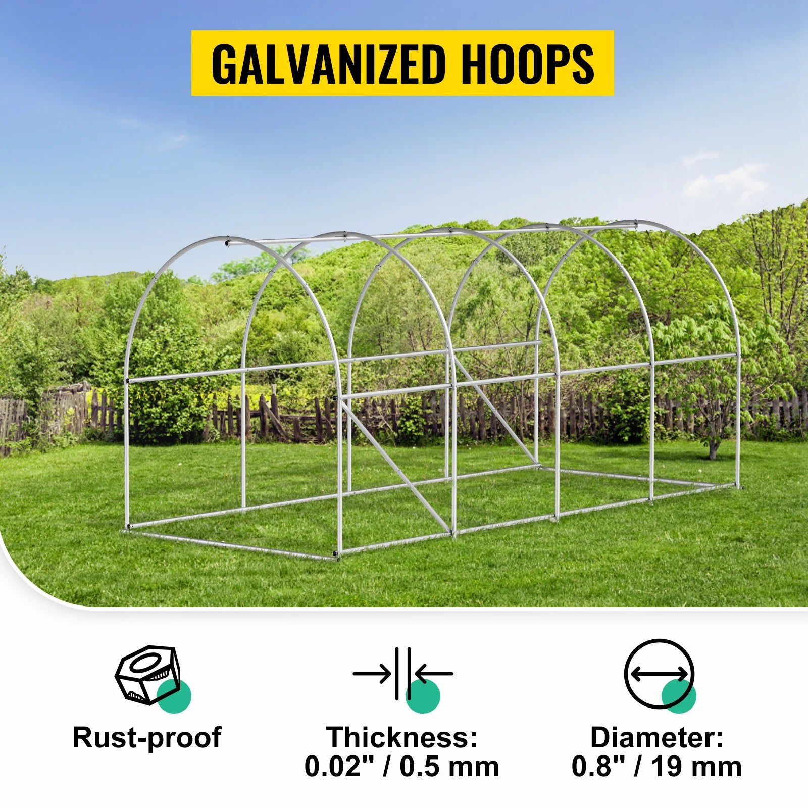 Tunnelkas 15x7 ft met Gegalvaniseerd Stalen Frame – Waterdichte PE Tuinkas met Ramen en Deur voor Groenten en Planten
