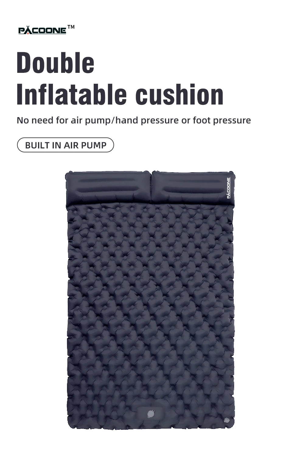 Opblaasbaar Camping Matras voor 2 Personen met Ingebouwde Pomp – Ultralicht, Compact & Waterdicht Slaapmatje voor Kamperen, Trekking & Festivals