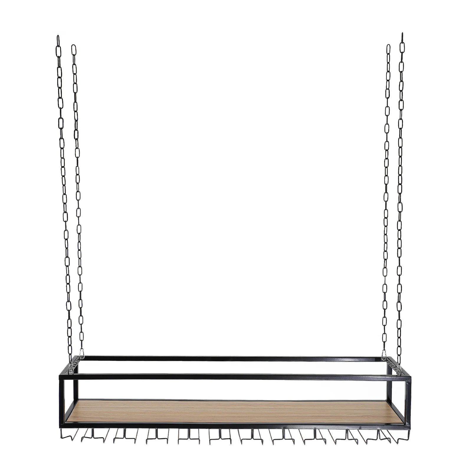 Hangend Wijnrek Industrieel met Glazenhouder – Vintage Plafond Wijnrek Metaal & Hout
