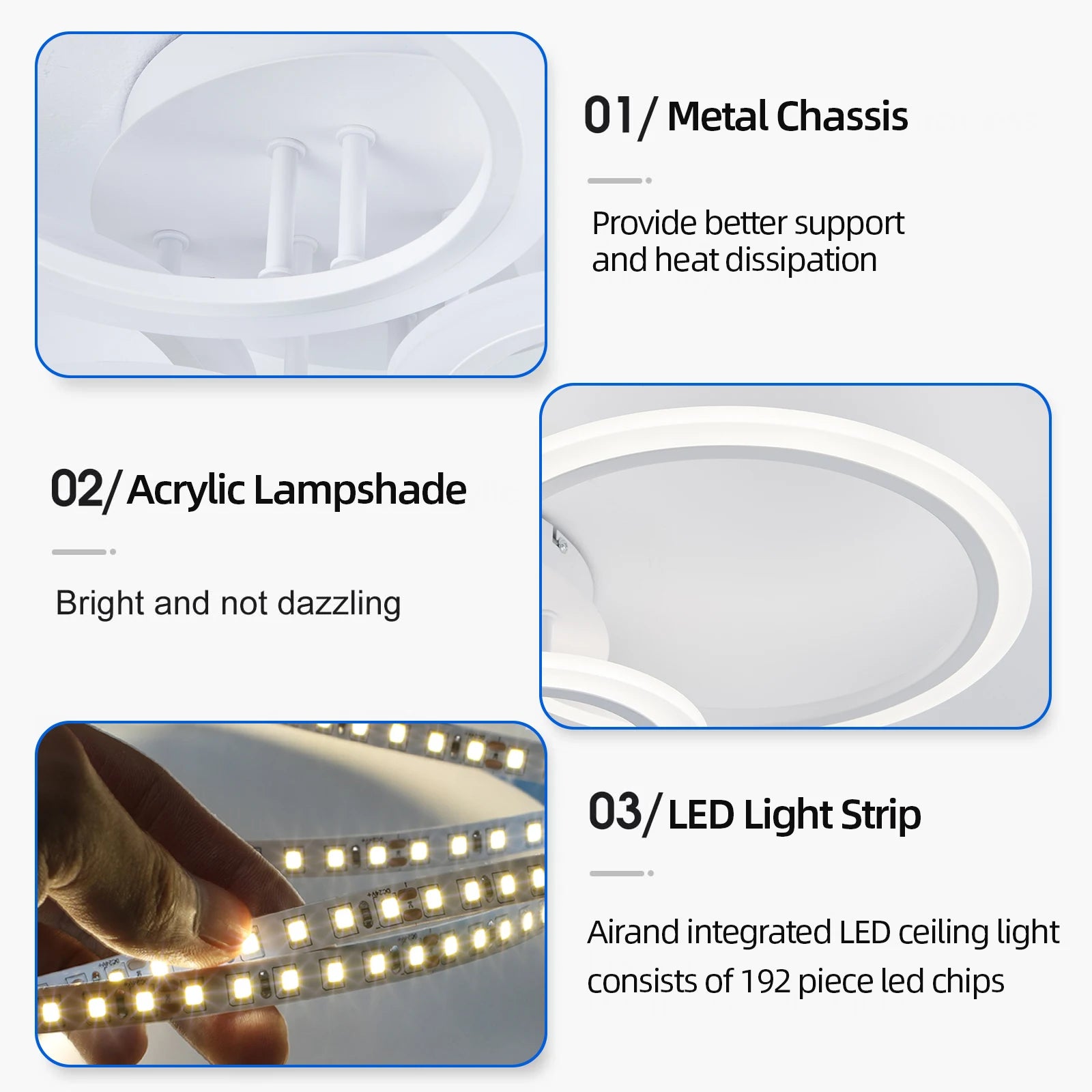 Moderne LED Plafondlamp Cirkel met Afstandsbediening – Dimbare Acryl Lamp met 3 Lichtkleuren voor Woonkamer, Slaapkamer & Keuken