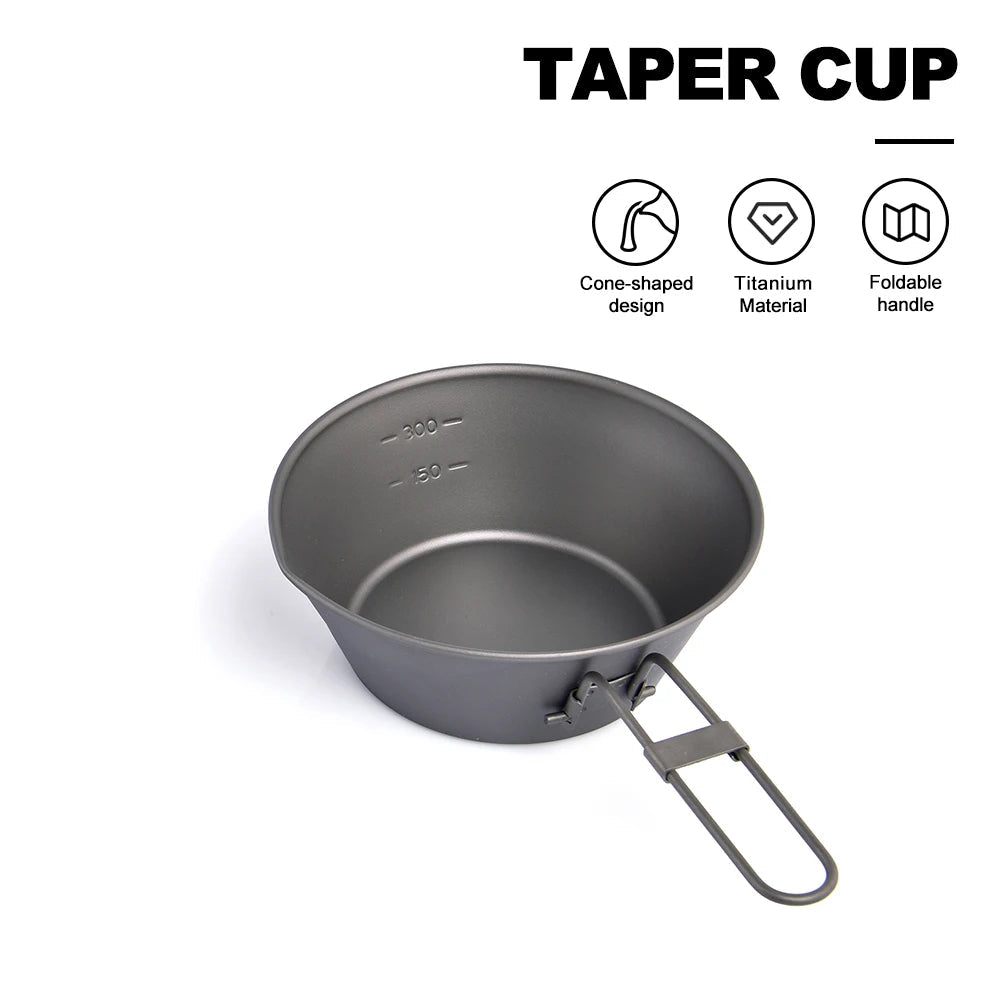 Ultralichte Titanium Beker met Opvouwbaar Handvat – Camping & Outdoor Mok
