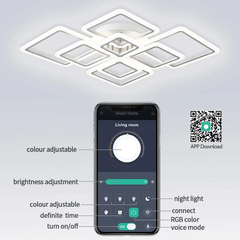 Moderne Vierkante LED Plafondlamp Dimbaar met Afstandsbediening – Luxe Plafondverlichting voor Woonkamer, Slaapkamer en Keuken