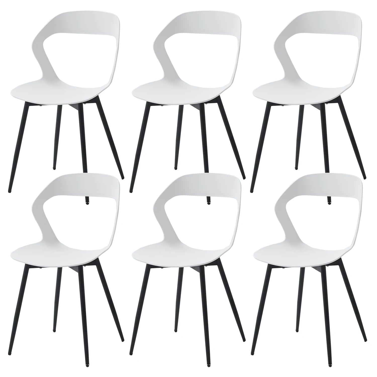 Set van 4/6 Scandinavische Eetkamerstoelen – Nordic Design Kunststof Stoelen met Metalen Poten