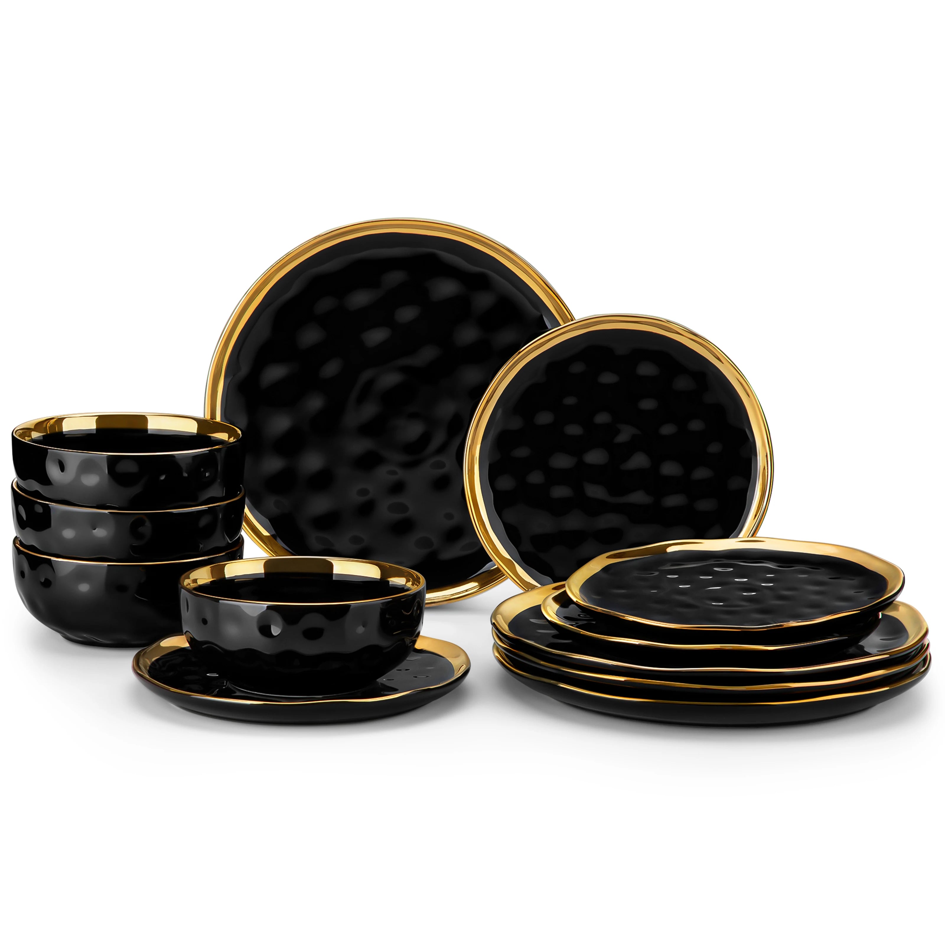 Luxe Servies Set 12-Delig Wit met Gouden Rand – Keramisch Servies voor 4 Personen