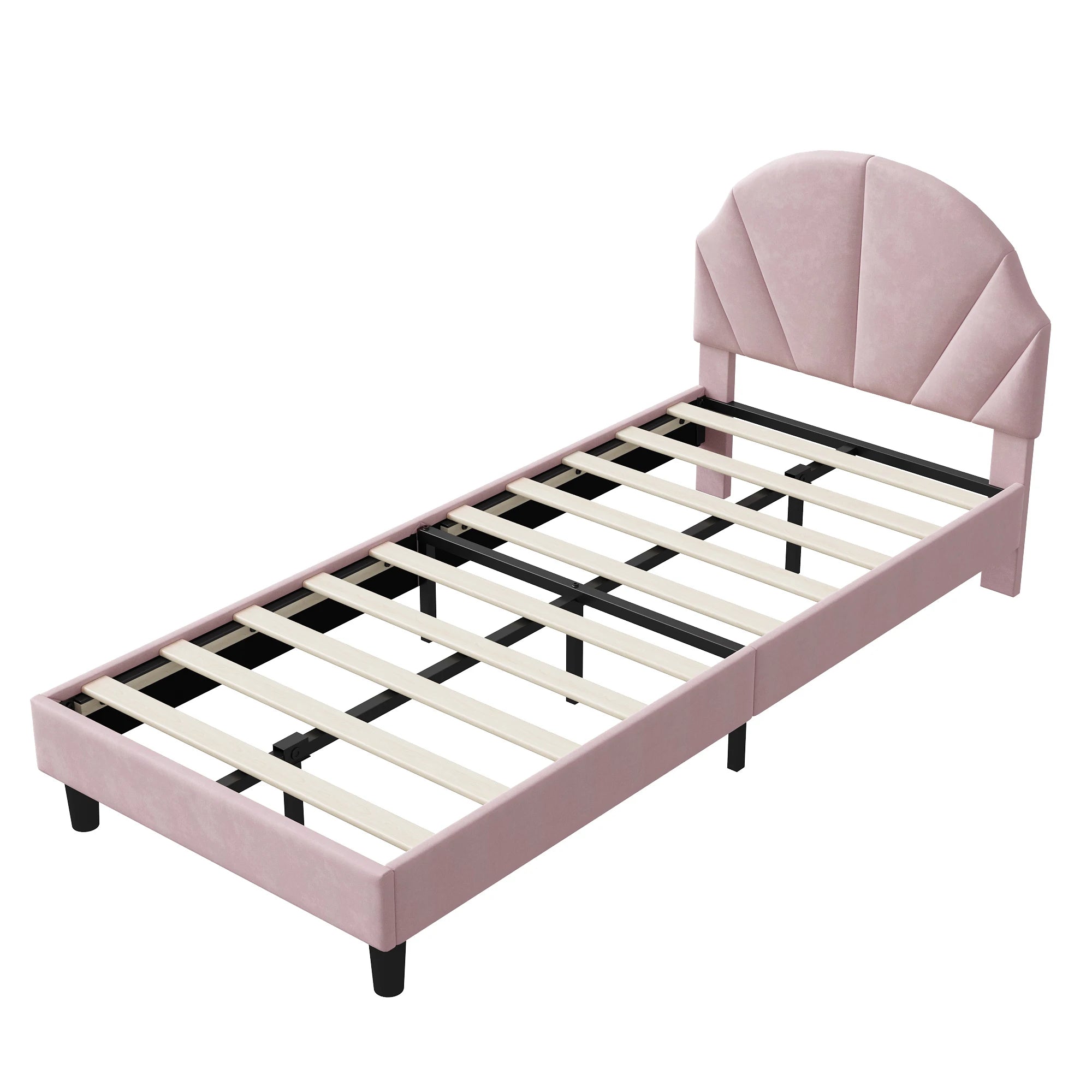 Kinderbed 90x200 Meisjesbed Fluweel Bloemenkroon – Speels & Stijlvol