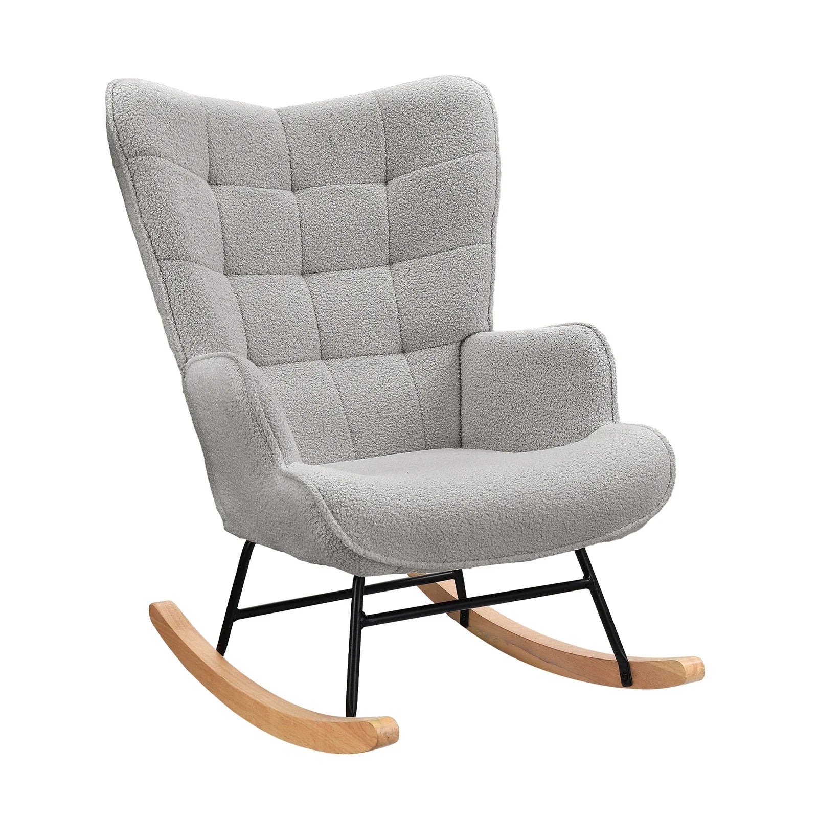 Moderne zachte pluche schommelstoel met armleuningen – comfortabele woonkamer stoel
