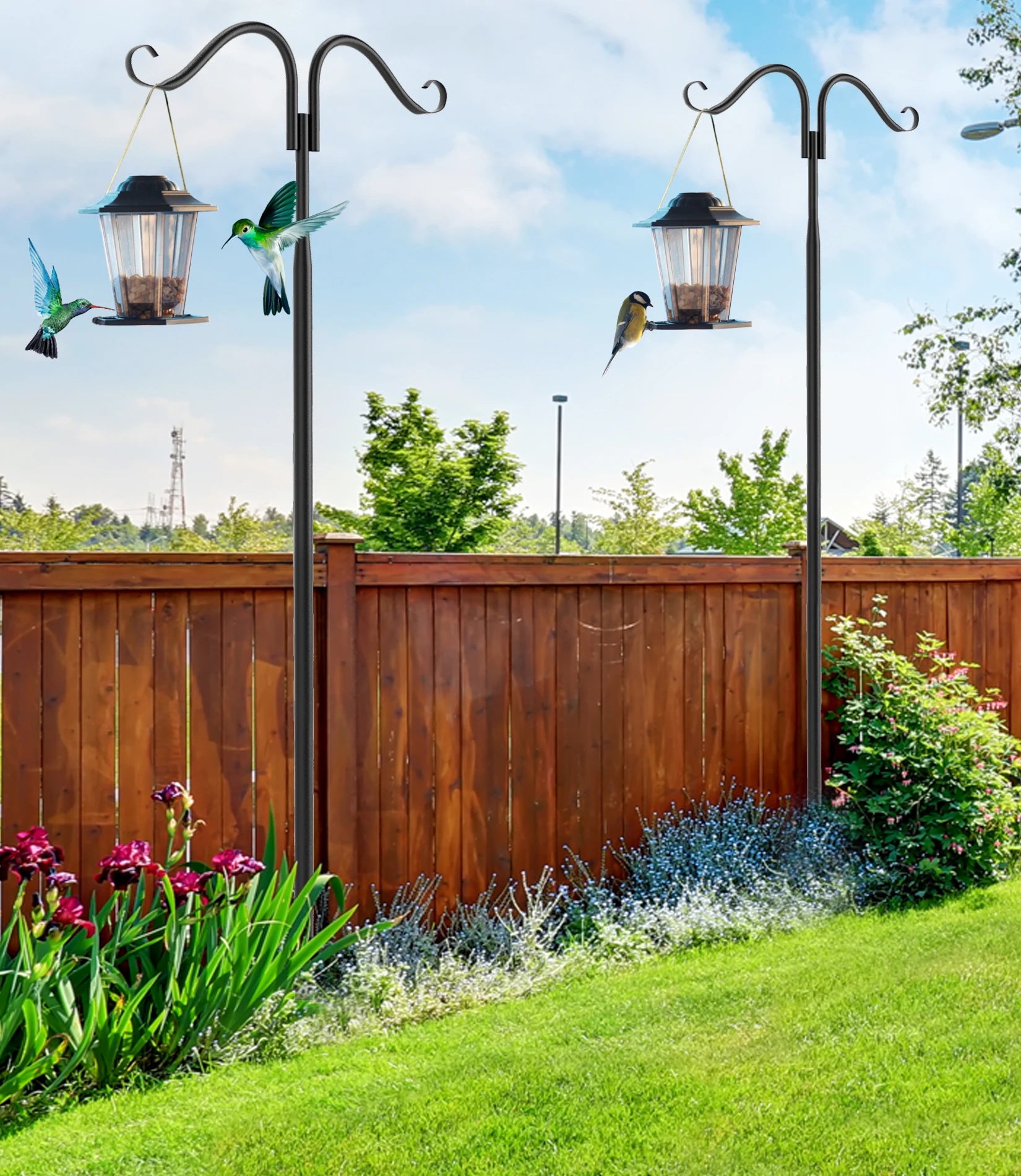 Verstelbare Slingerlichtpalen voor Buiten – RVS Lichtpalen Tuin Set met Dubbele Haken