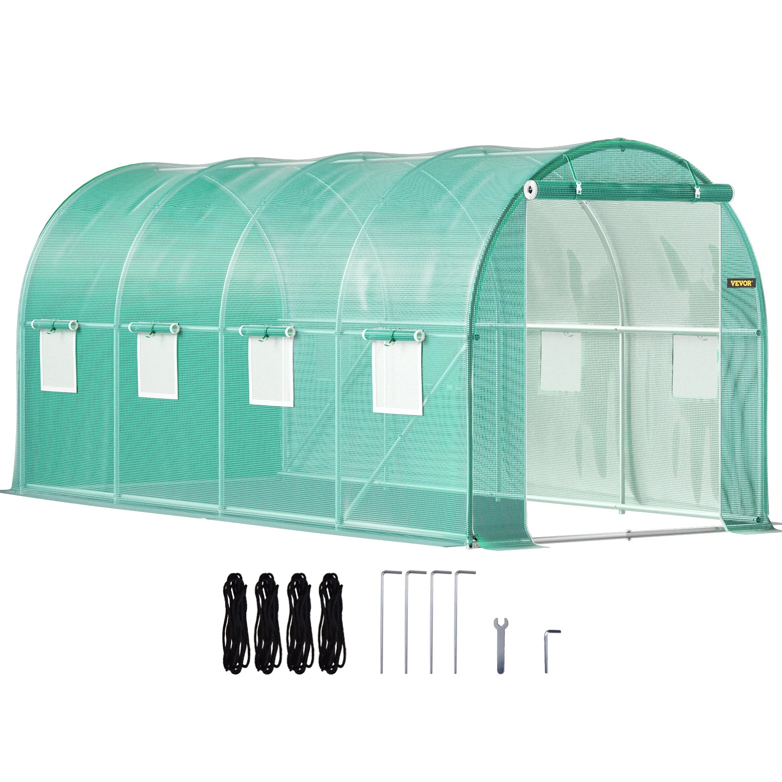 Tunnelkas 15x7 ft met Gegalvaniseerd Stalen Frame – Waterdichte PE Tuinkas met Ramen en Deur voor Groenten en Planten