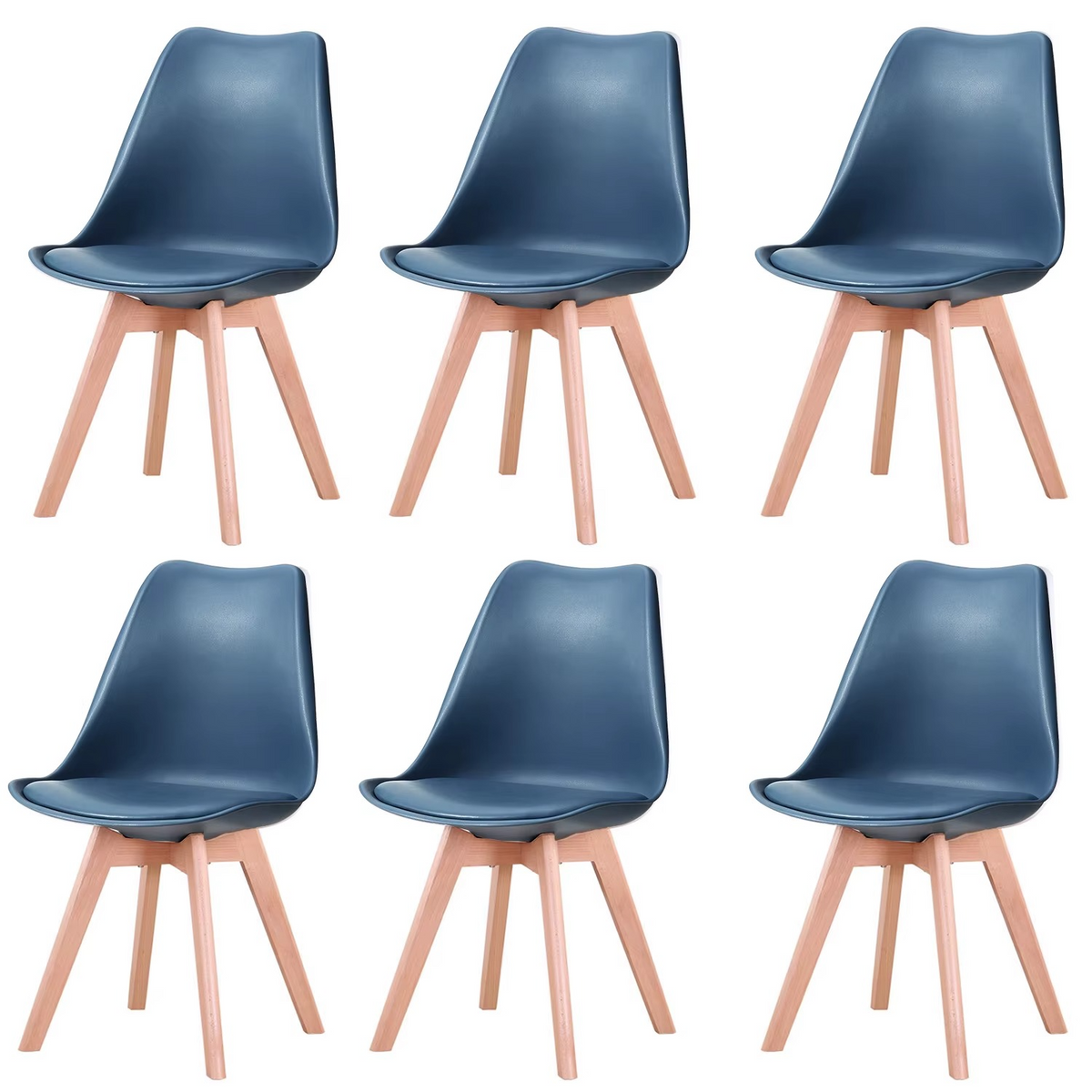 Set van 6 Eetkamerstoelen – Stoelen met Rugleuning & Beukenhouten Poten – Scandinavisch Design – Khaki