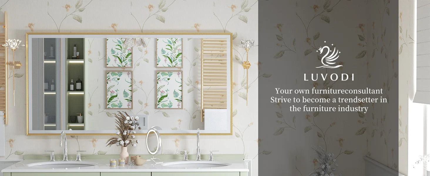 LED Badkamerspiegel Goud Frame – Dimbaar met 3 Lichtkleuren & Anti-Condens