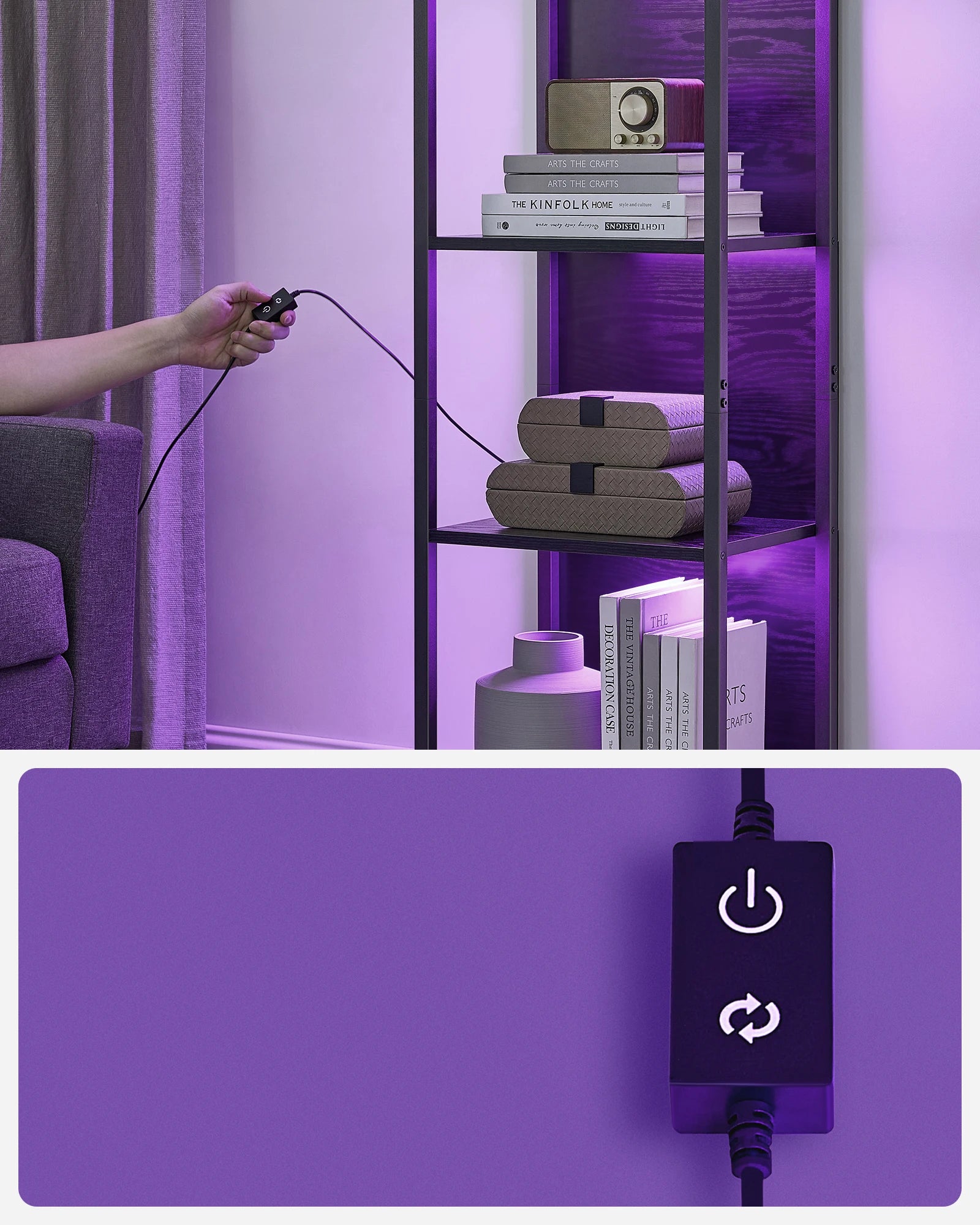 6‑Laagse Boekenkast met LED‑Verlichting - Stalen Frame & XXL Opbergruimte