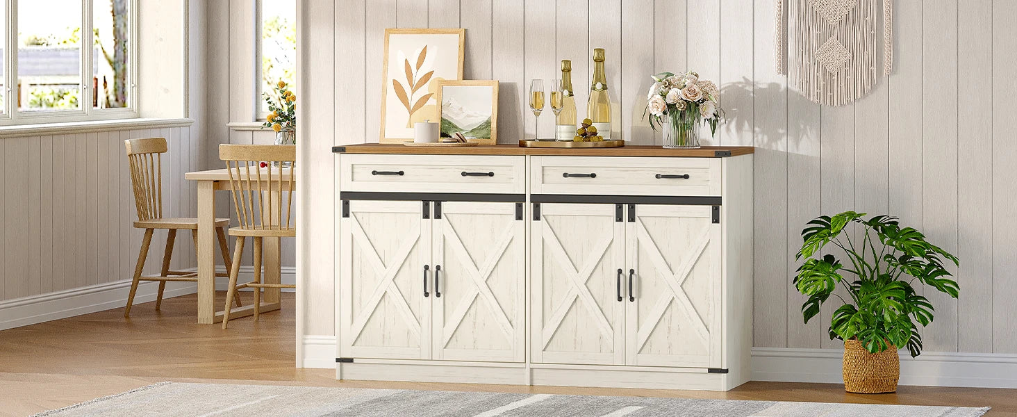 Ruime Keukenkast Sideboard met 1 Lade & 2 Deuren – Verstelbare Planken & Robuuste Opslagkast voor Woonkamer en Keuken