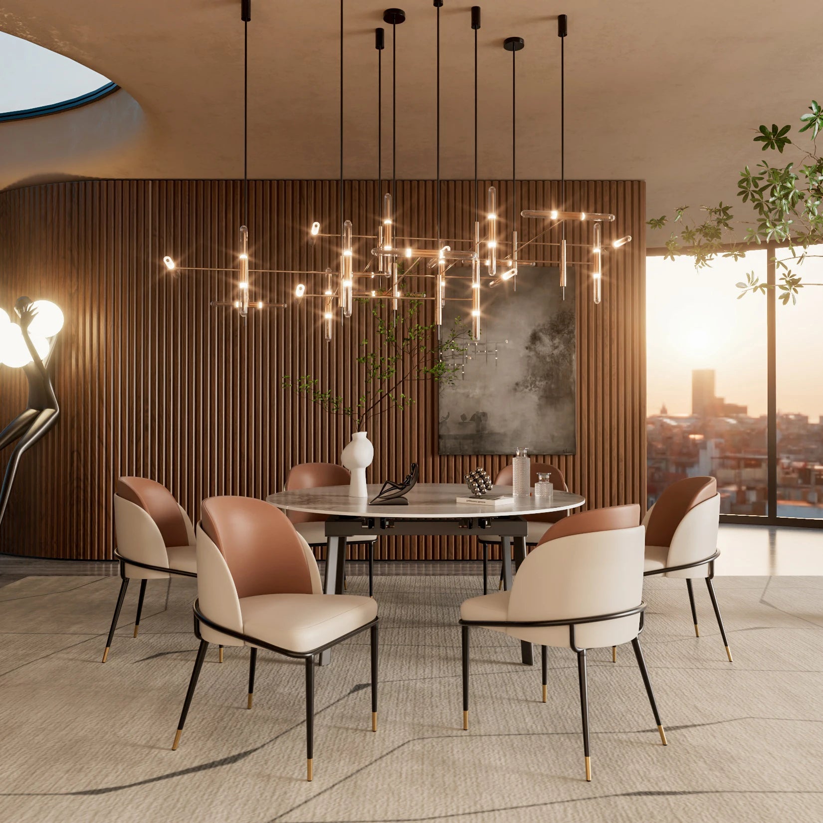 Moderne Eetkamerstoelen Set van 2 – Luxe Kunstleer Stoelen met Armleuningen - Gestoffeerd & Comfortabel Design