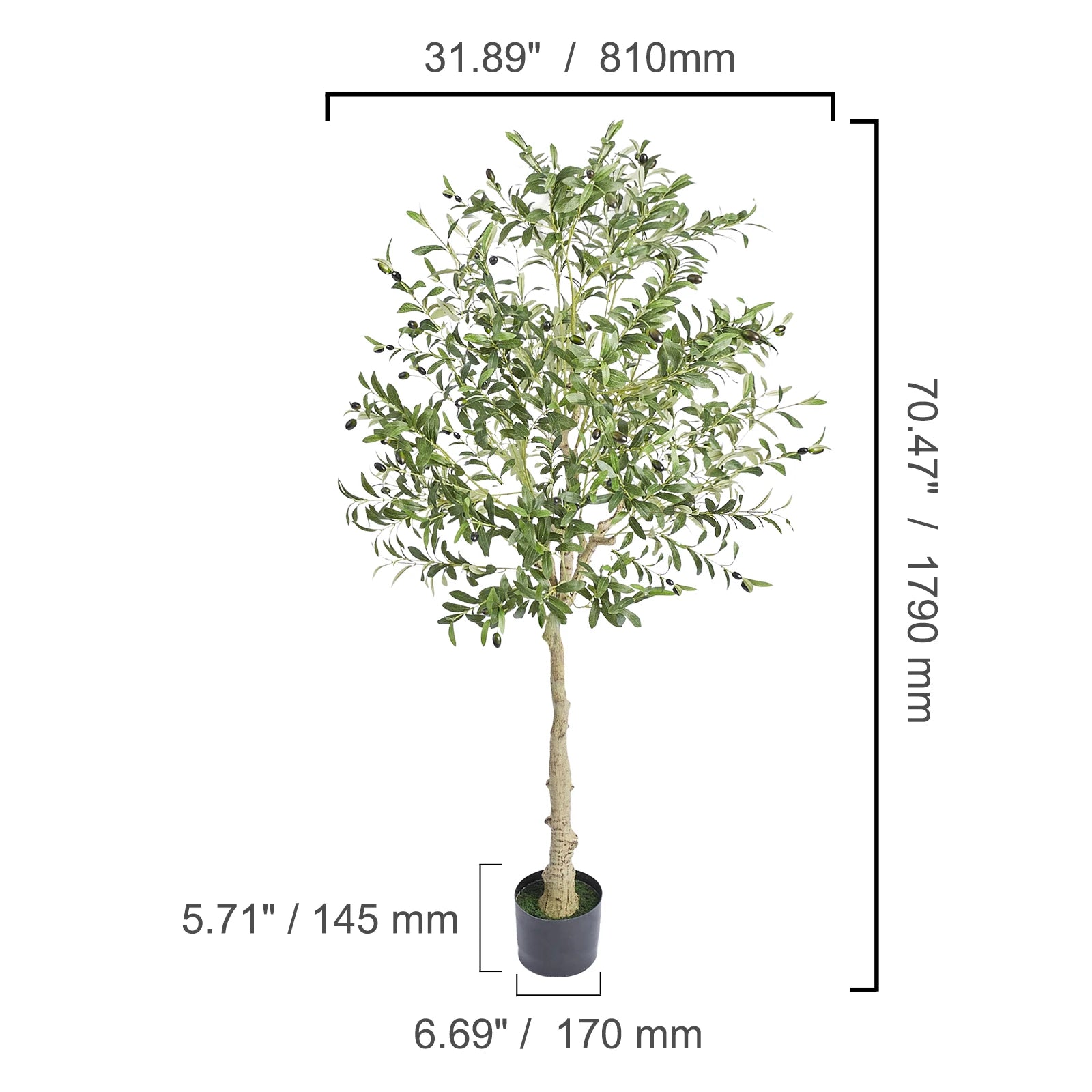 Kunstmatige Olijfboom 120-180 cm – Realistische Nep Olijfboom in Pot – Onderhoudsvrije Kunstplant voor Binnen & Buiten