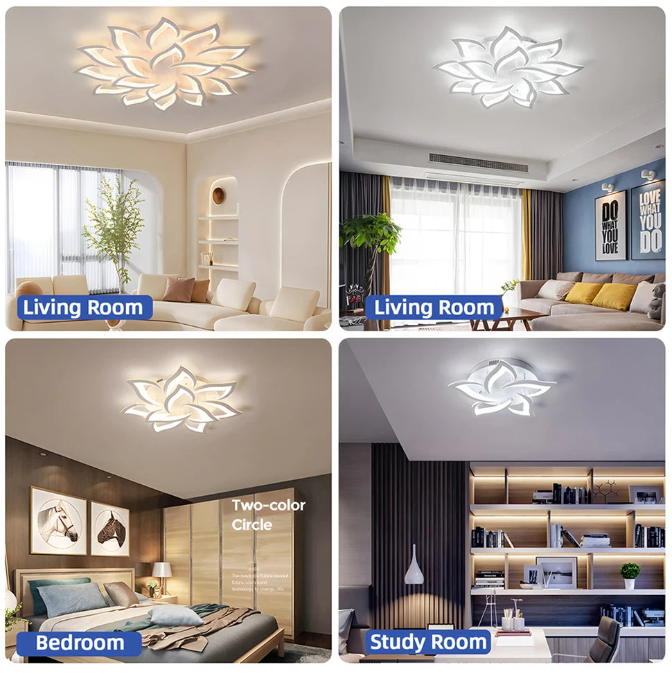 LED Plafondlamp Modern met Afstandsbediening & App – Dimbare Acryl Plafondkroonluchter voor Woonkamer, Eetkamer & Slaapkamer