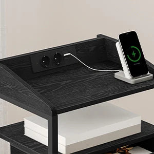 LED Nachtkastje met Oplaadstation en USB – Moderne Bijzettafel met 3 Lades en Plank – Wit/Zwart