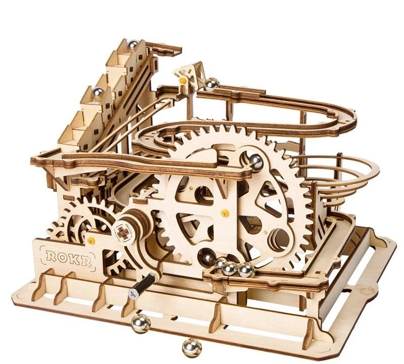 Houten Knikkerbaan Bouwset met Watermolen – DIY Houten Model voor Kinderen en Volwassenen – Creatieve Educatieve Speelset