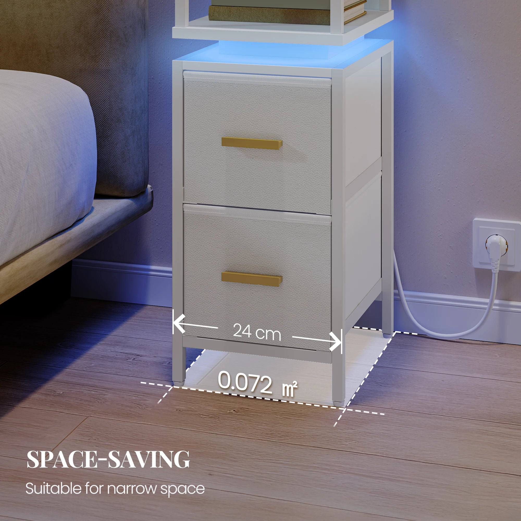 Smal nachtkastje met 2 lades – Compact en praktisch meubel voor slaapkamer