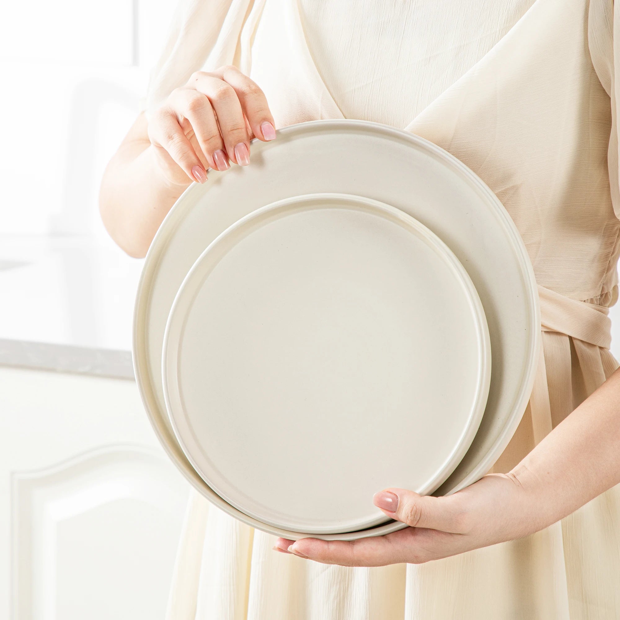 24-delige Serviesset van Steengoed Keramiek – Cream White Vierkant Servies voor 8 Personen