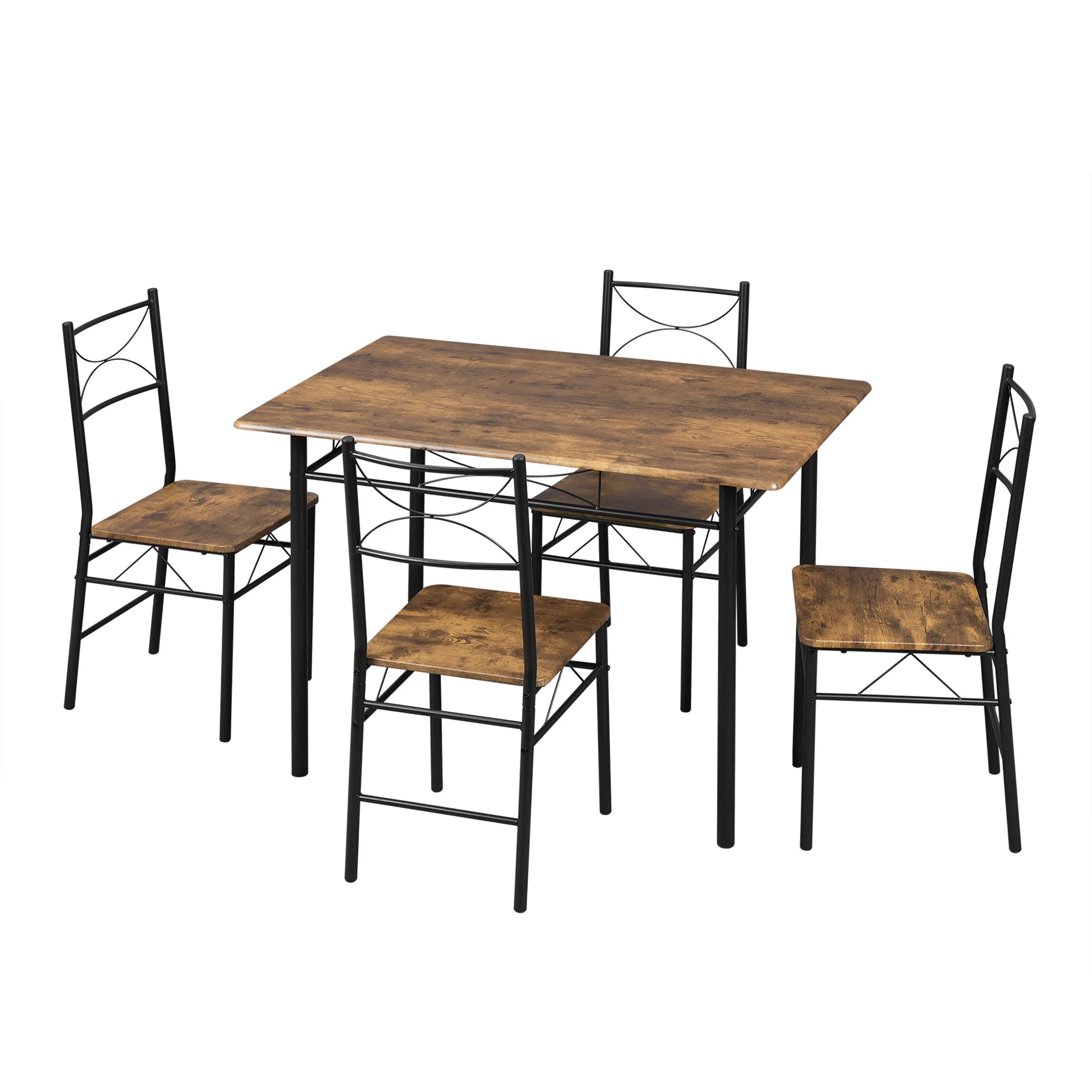Eettafel Set voor 4 Personen – Rechthoekige Tafel met 4 Stoelen