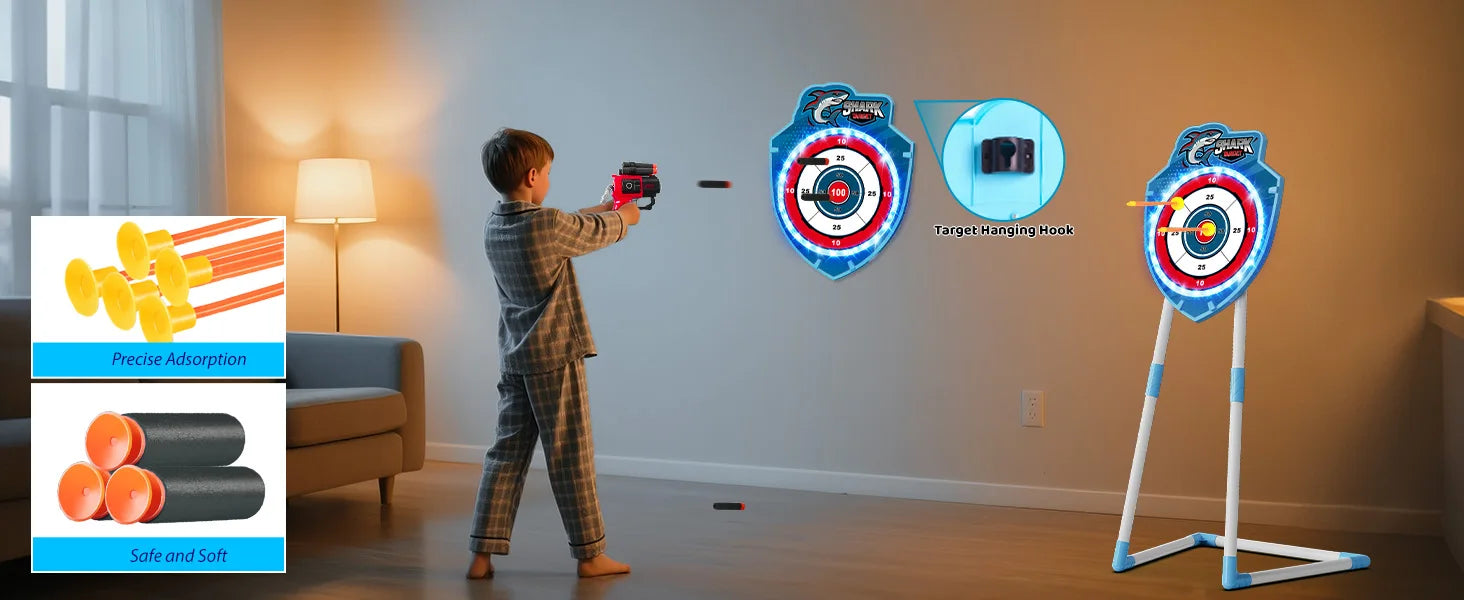 LED Nachtlampje Boogpijl Speelgoedpistool – Kindvriendelijke Boogschietset met Glow-in-the-Dark Doelbord – Veilig en Educatief Speelgoed voor Kinderen