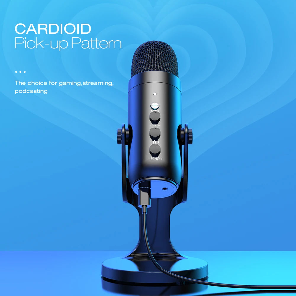 USB Microfoon voor PC, Mac, Gaming, Podcast en Streaming – Condenser Microfoon met Telefoonadapter en Hoofdtelefoonuitgang