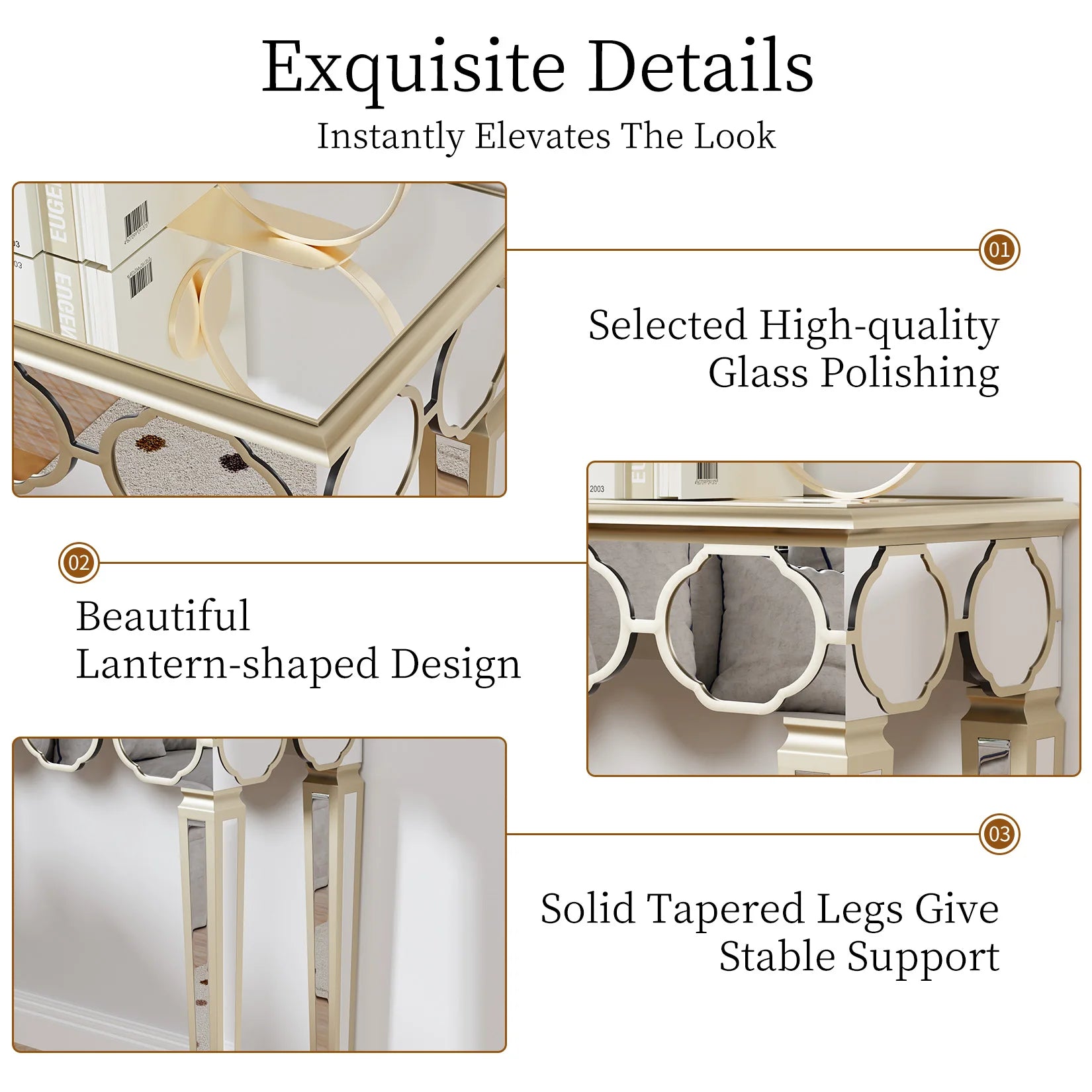 Spiegelconsole Tafel Zilver Goud met Spiegelafwerking – Moderne Sidetable voor Hal en Woonkamer (120 cm)