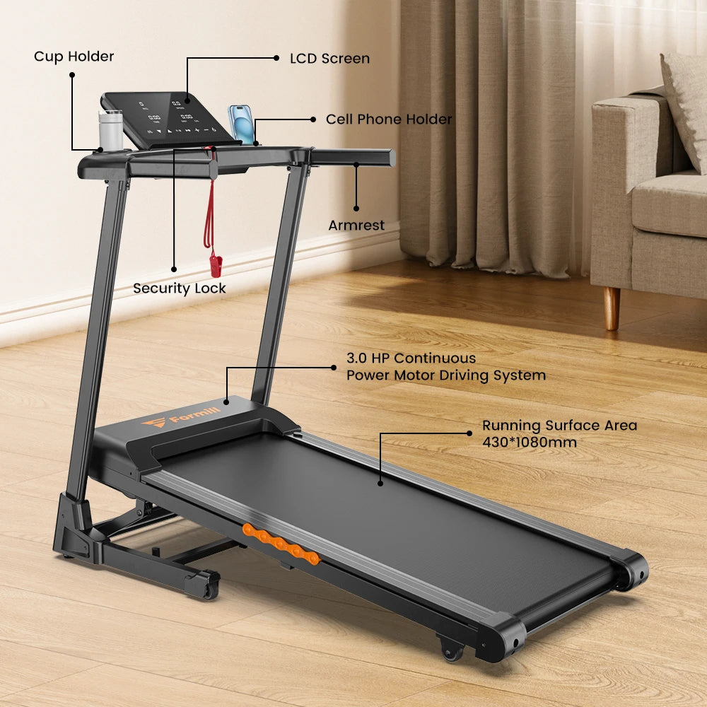 Opvouwbare Loopband – 3.0HP Motor, 15% Helling, Stil en Krachtig voor Thuisgebruik