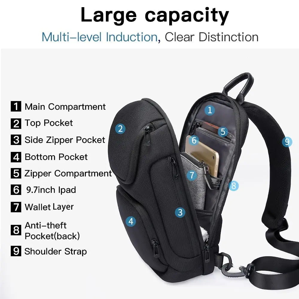 Draagbare Lichtgewicht Oxford Heren Crossbody Schoudertas / Sling Bag – Multifunctionele Casual Tas Voor Dagelijks Gebruik