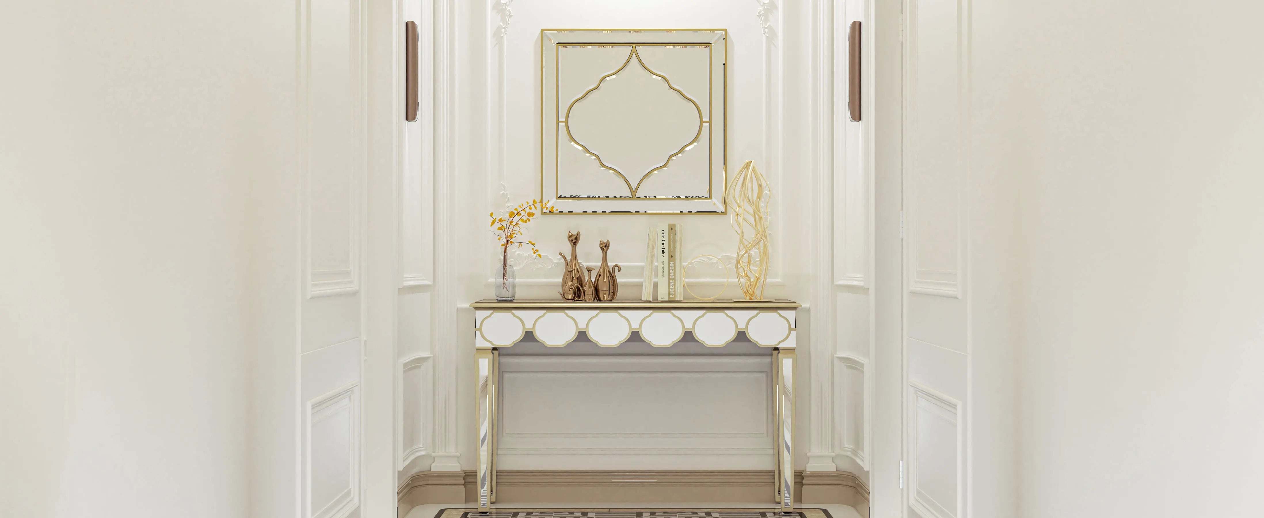 Spiegelconsole Tafel Zilver Goud met Spiegelafwerking – Moderne Sidetable voor Hal en Woonkamer (120 cm)