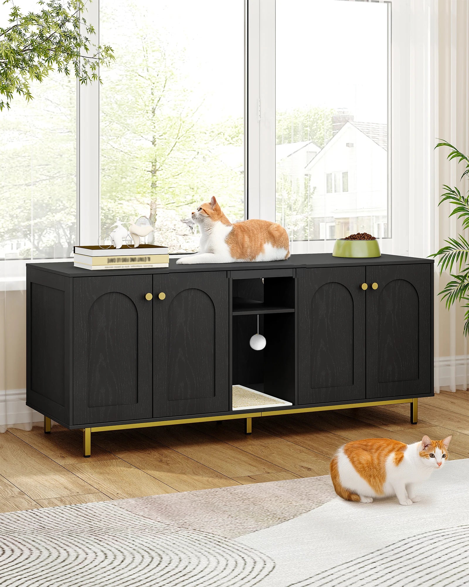 Stijlvolle Kattenbak Kast met Verbergde Kattenbakruimte & Opbergruimte – Multifunctioneel Meubel voor 2 Katten