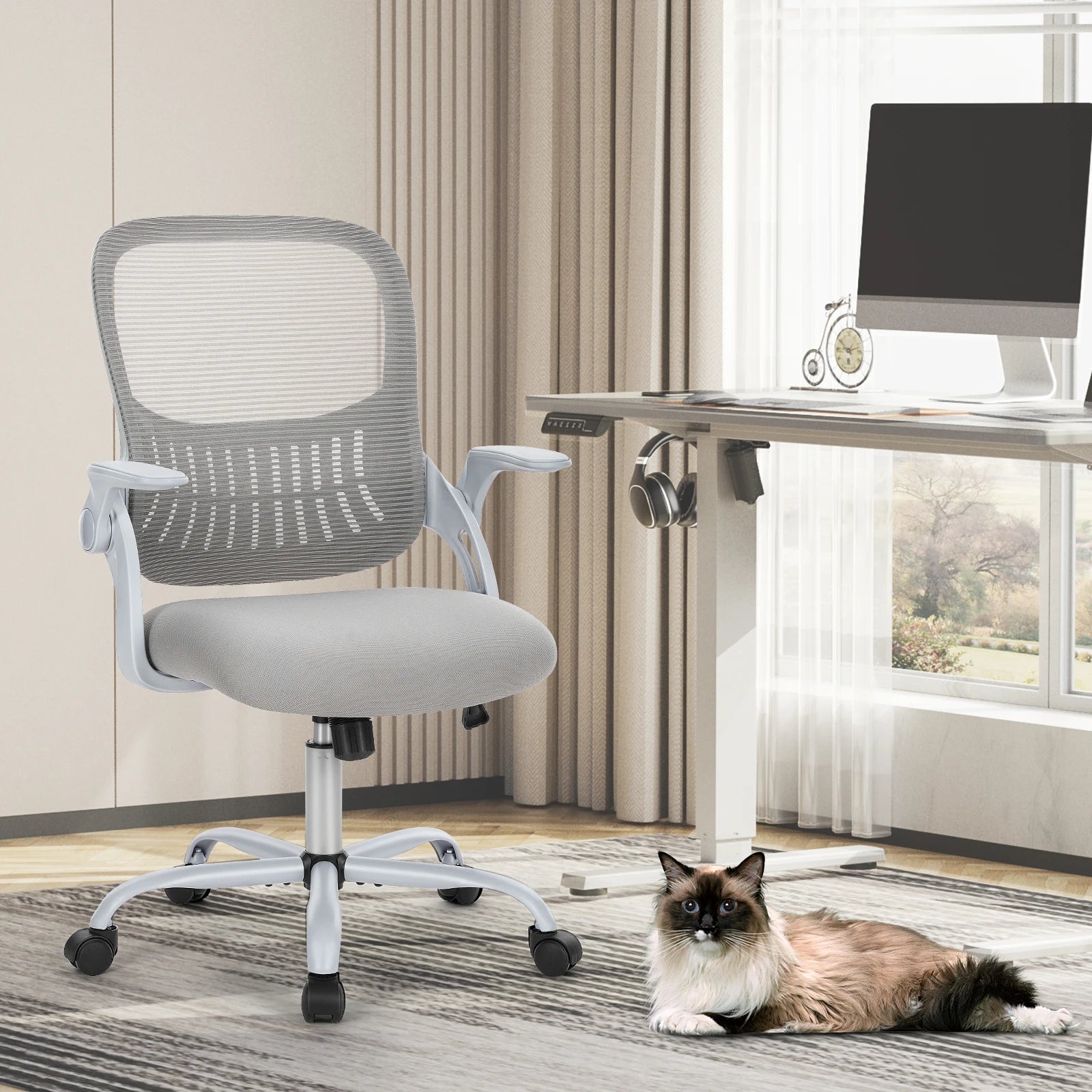 Ergonomische Mesh Bureaustoel – Comfortabele Kantelbare Bureaustoel met Lendensteun en Wielen