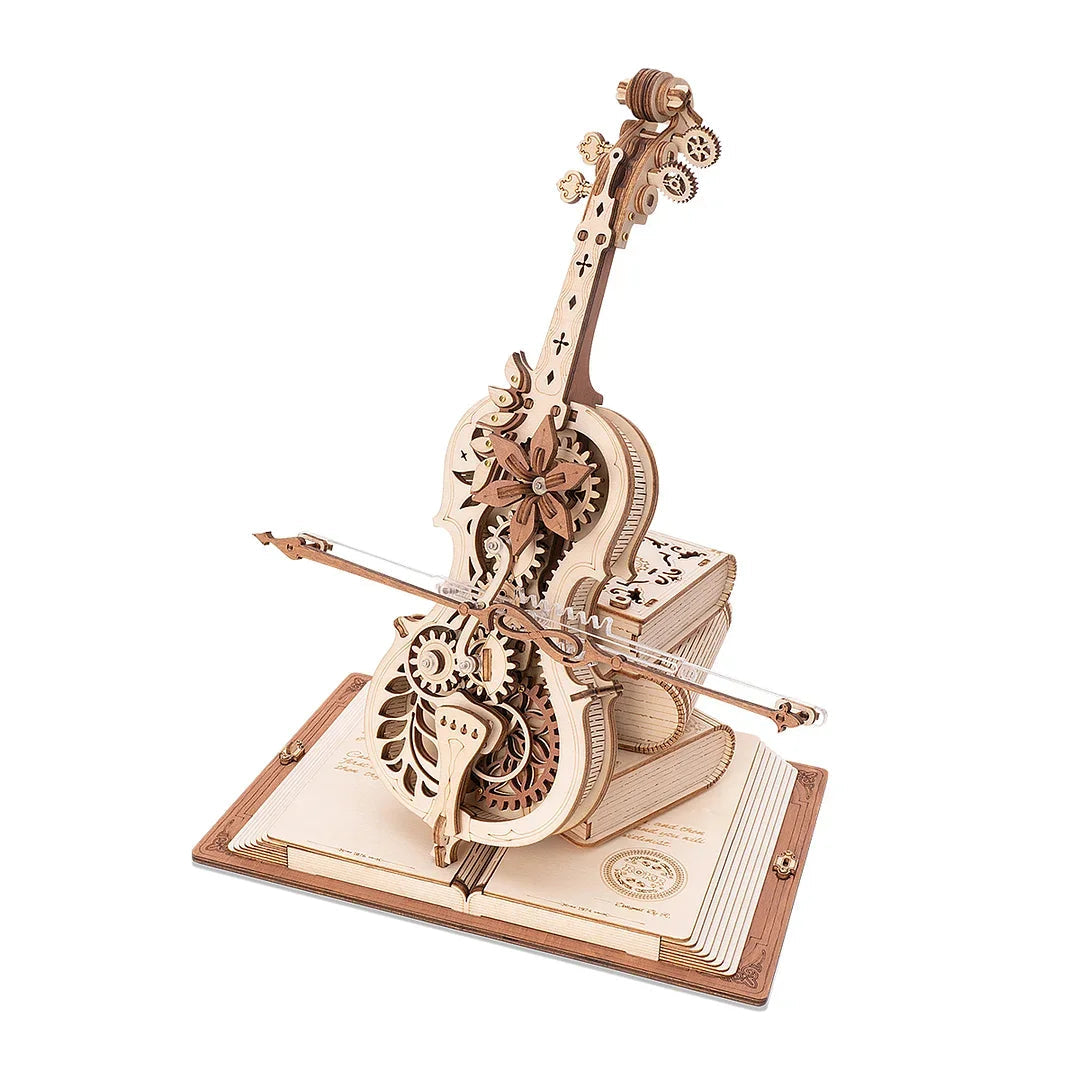 3D Houten Puzzel Cello Muziekdoos – Mechanisch Bouwpakket Creatief Speelgoed voor Kinderen en Volwassenen