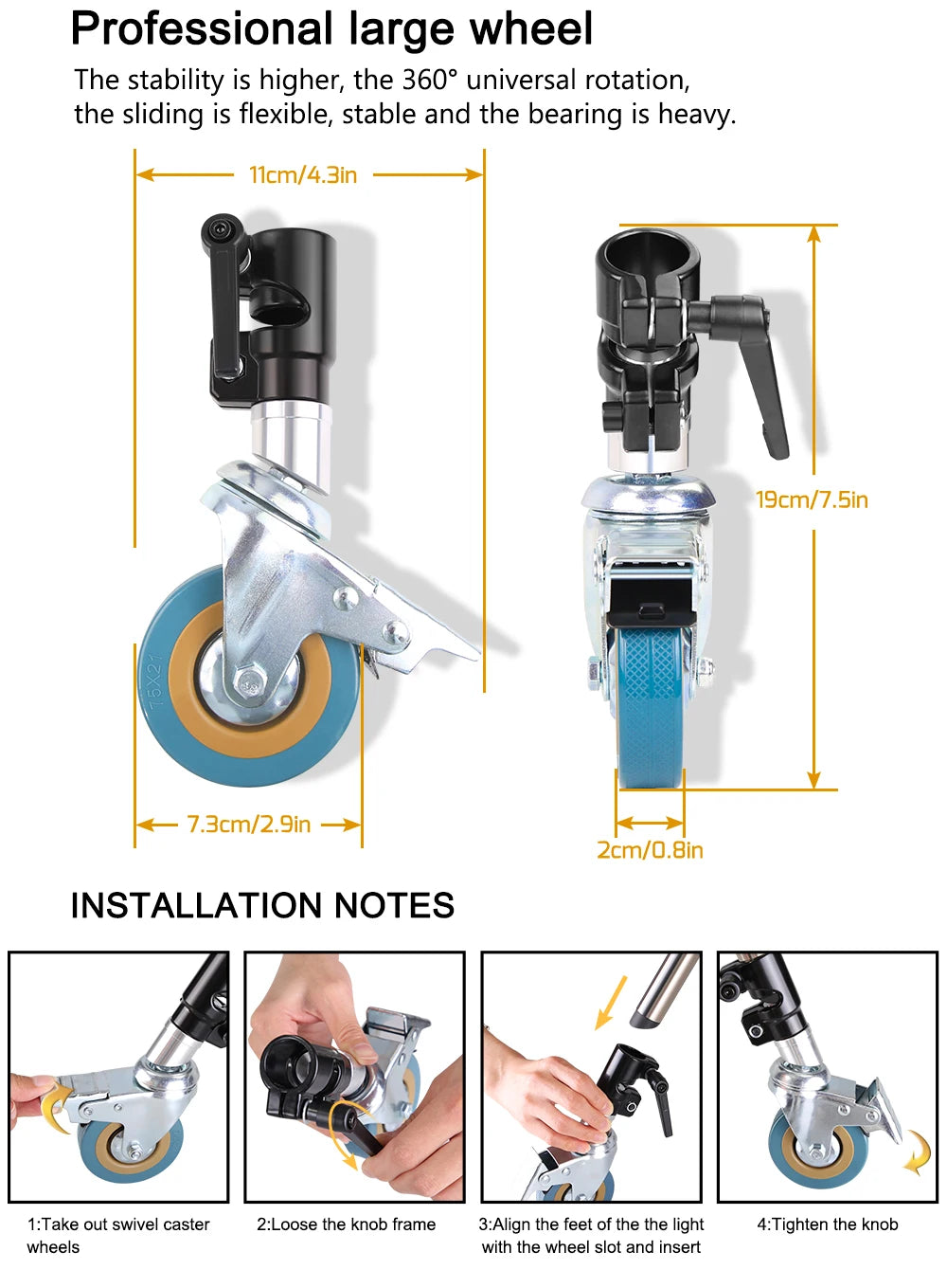 Opvouwbaar RVS Lichtstatief 2,6M – Professioneel Driepoot C-Stand Statief met Dwarsbalk en Klemmen voor Fotografie en Studioverlichting
