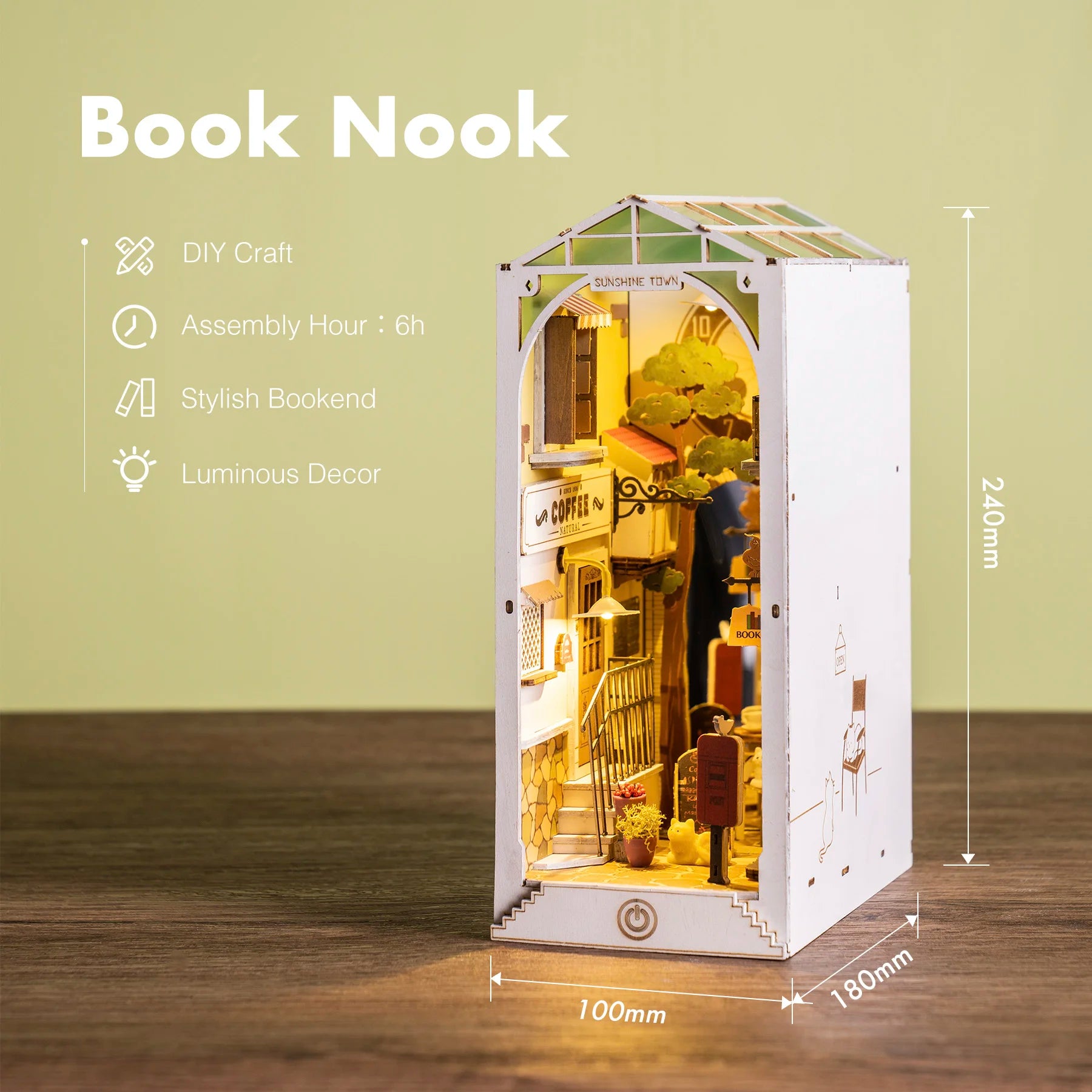 Houten Miniatuur Boekhoekje DIY – LED Sfeerlampje Creatief Knutselpakket voor Jong en Oud