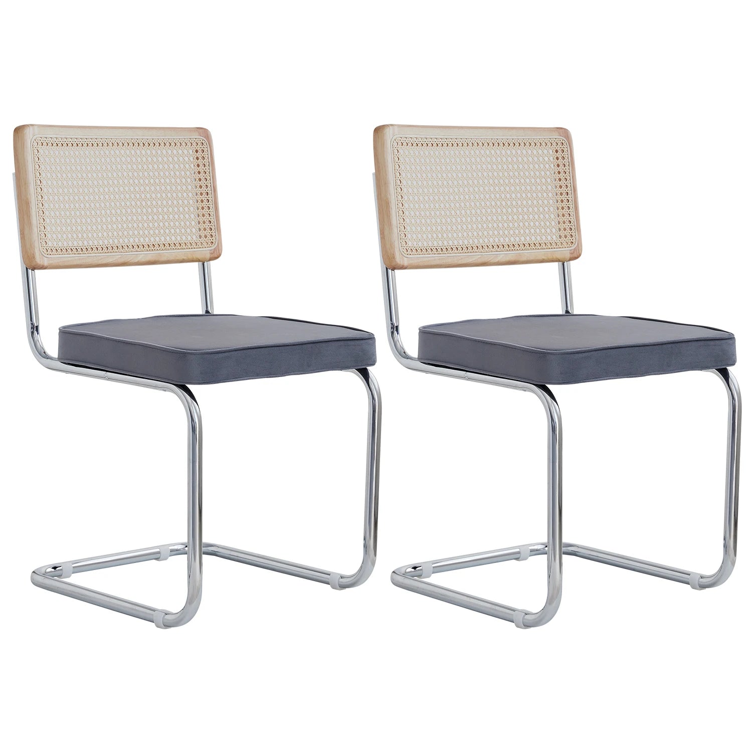 Rotan Eetkamerstoelen Set van 2 of 4 – Retro Design met Velvet Zitting en Metalen Frame