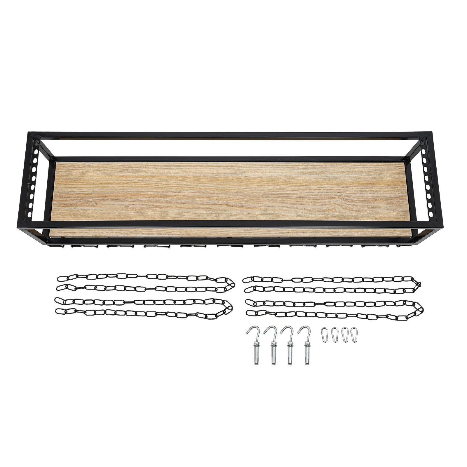Hangend Wijnrek Industrieel met Glazenhouder – Vintage Plafond Wijnrek Metaal & Hout