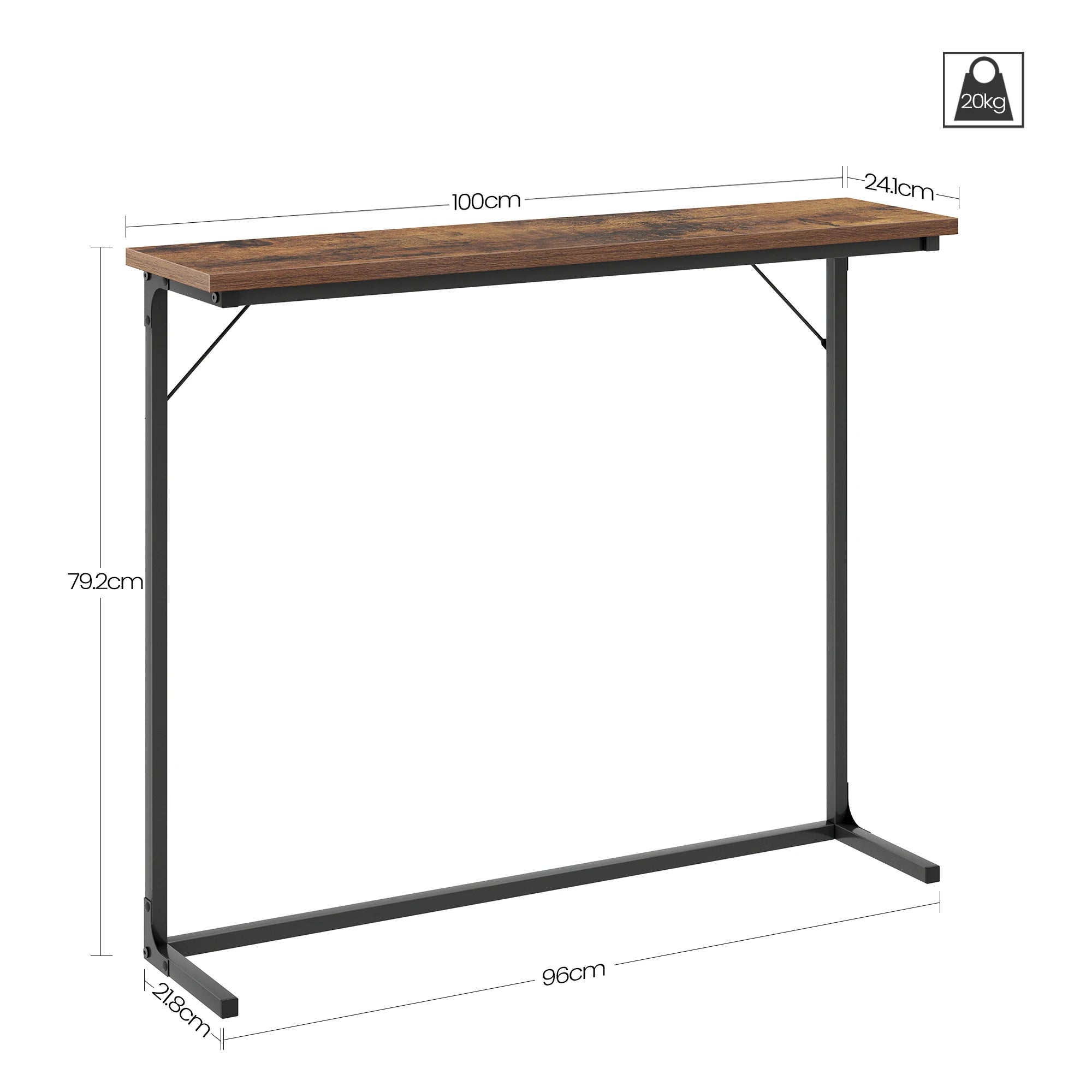 Console tafel ‑ smalle industriële sofa tafel voor woonkamer en entree