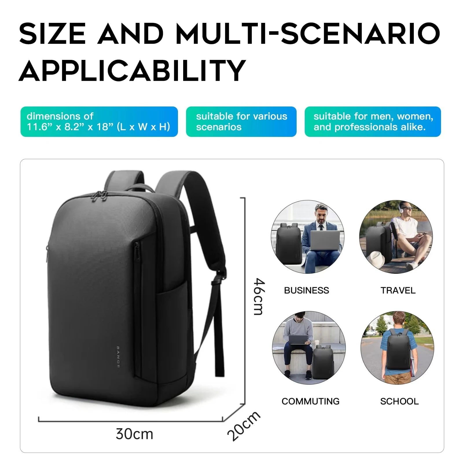 Casual Waterdichte Rugzak 15.6″ Laptop – Grote Capaciteit, Multi‑Pockets, Lichtgewicht – Perfect Voor Zaken, Reizen & Dagelijks Gebruik