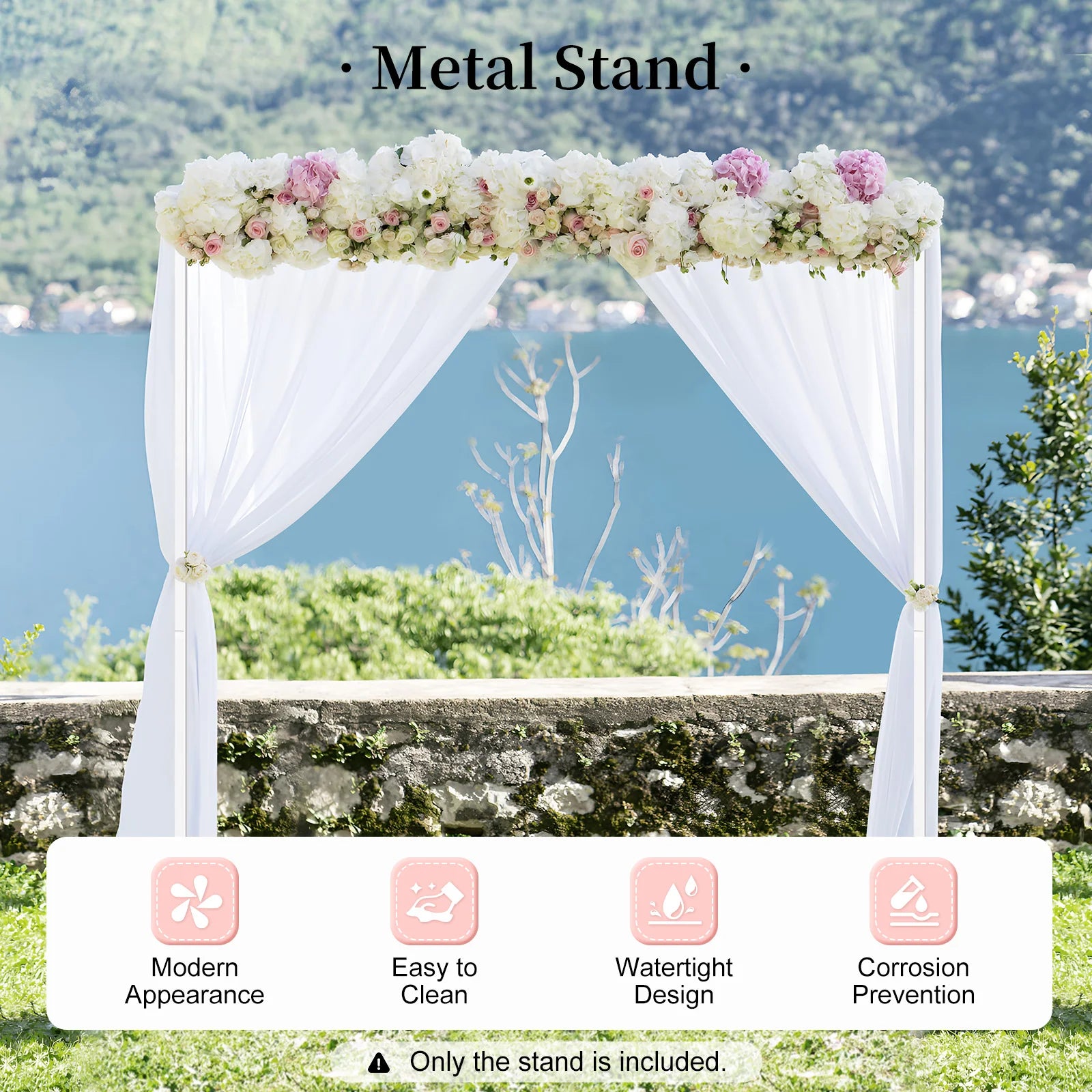 Verstelbare Bruiloft Boog Standaard 2x2m – Wit Metalen Frame voor Feestdecoratie, Bruiloften en Fotoshoots