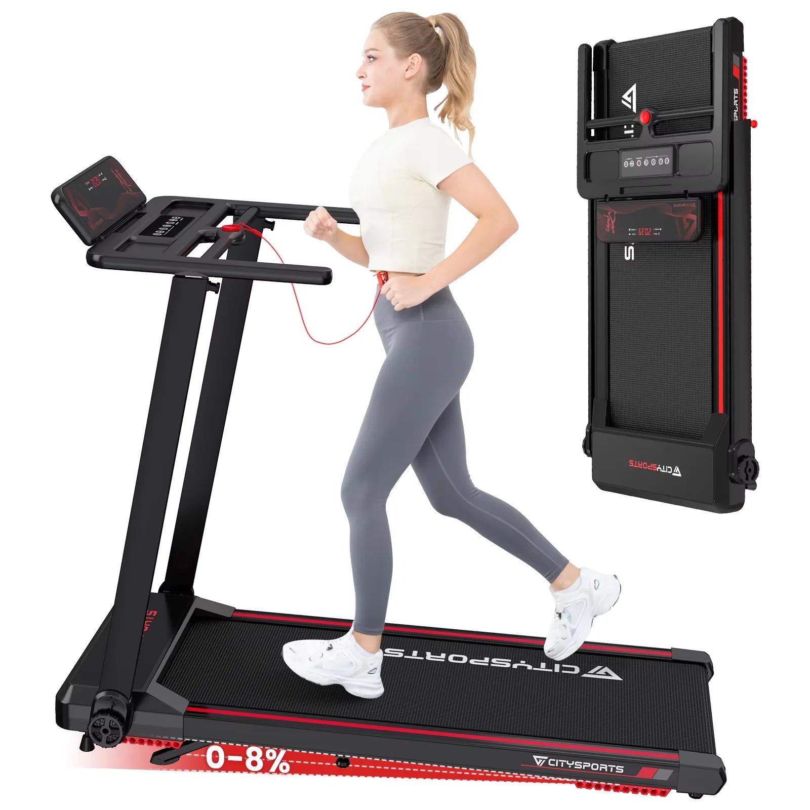 Inklapbare Elektrische Loopband met Helling – Tot 12 km/u, Bluetooth & LED Display