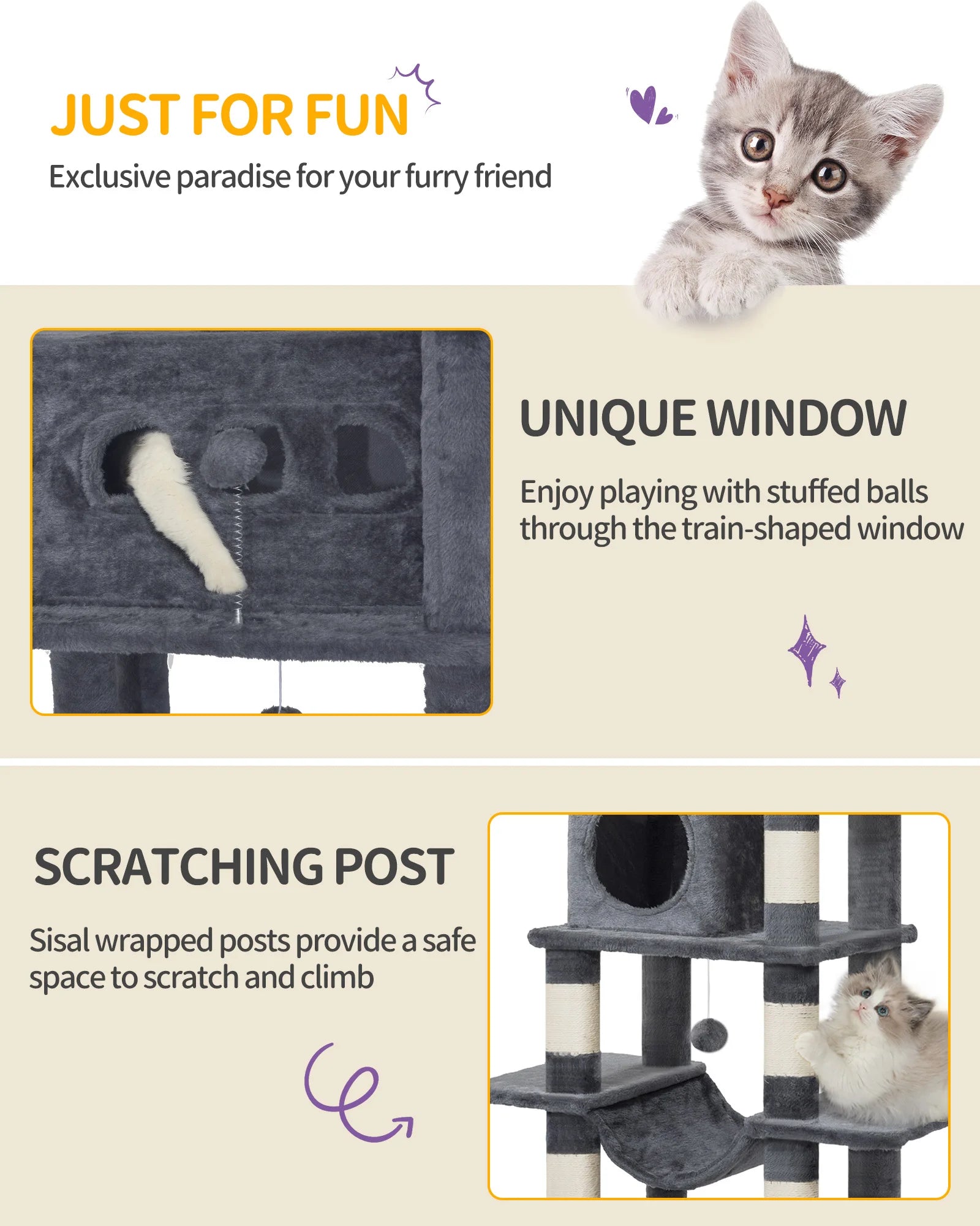 210 cm Grote Krabpaal Kattenboom – Luxe Multi-Level Kattenhuis met Krabpalen, Hangmat & Speelgoed voor Grote en Meerdere Katten