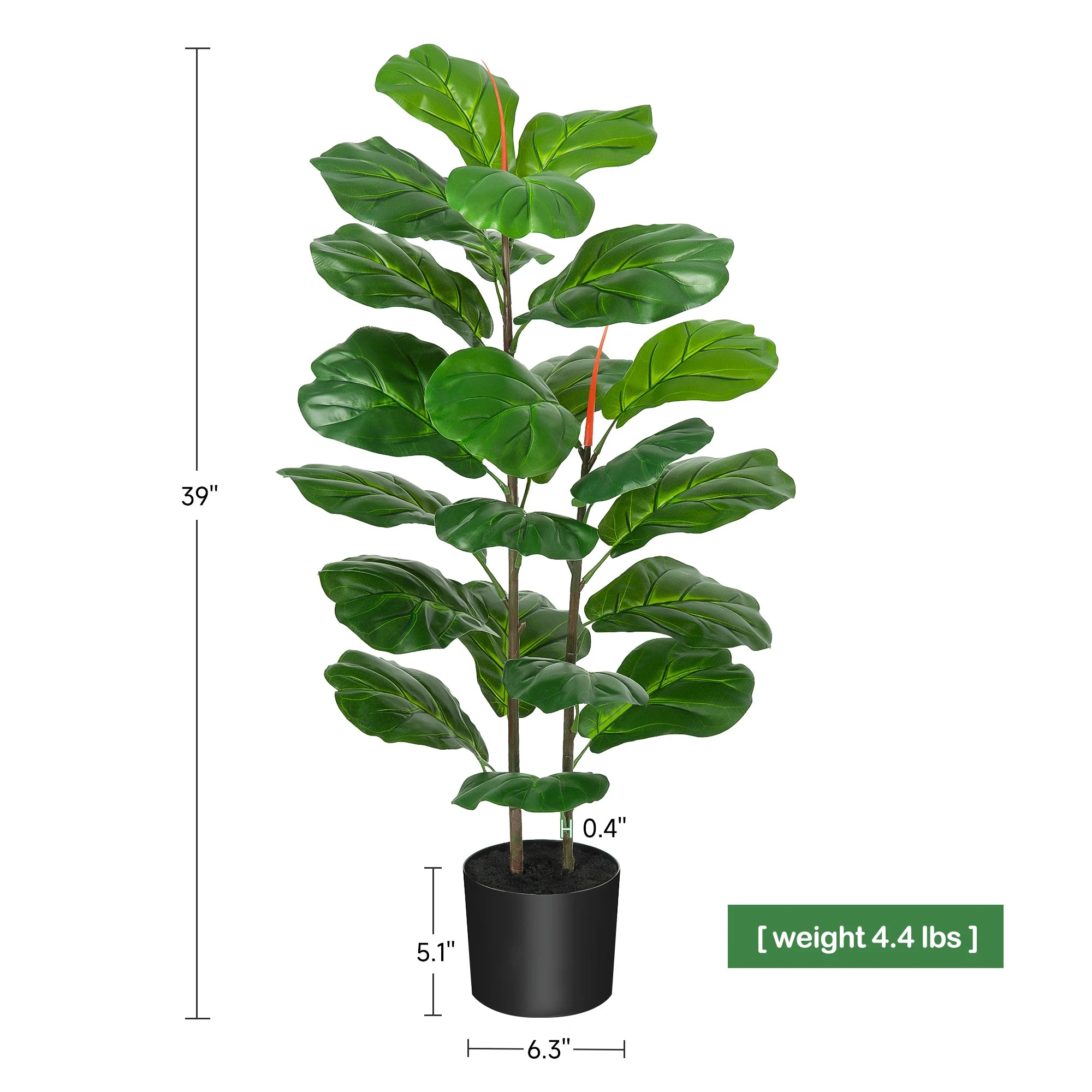 Kunstmatige Ficus Lyrata Plant – Grote Nepplant met 39 Vioolbladeren voor Woonkamer & Kantoor