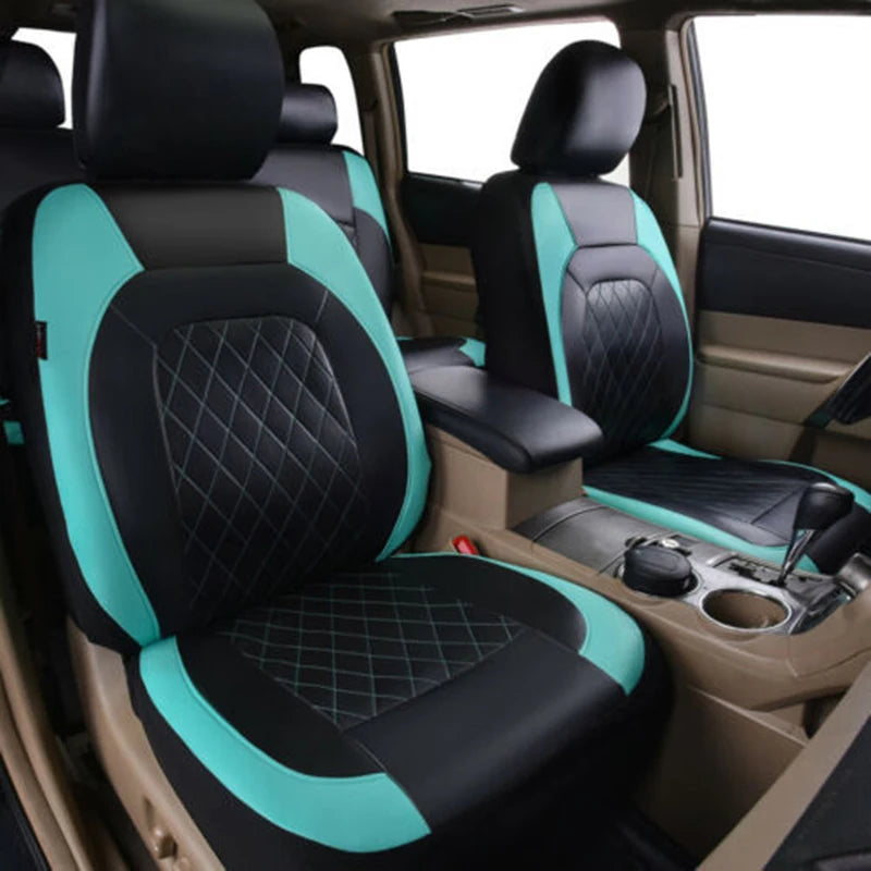 9-Delige Waterdichte Autostoelhoezen Set van PU Leer – Universele Antislip Auto Stoelbeschermers voor Auto, SUV & Bestelwagen