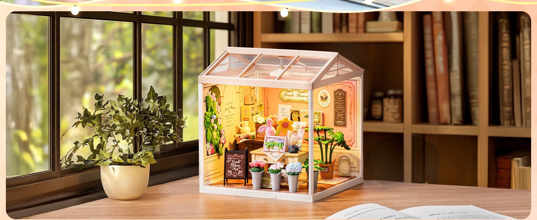3D Puzzel Miniatuur Roze Slaapkamer – DIY Bouwset voor Creatieve Hobbyisten en Poppenhuisfans