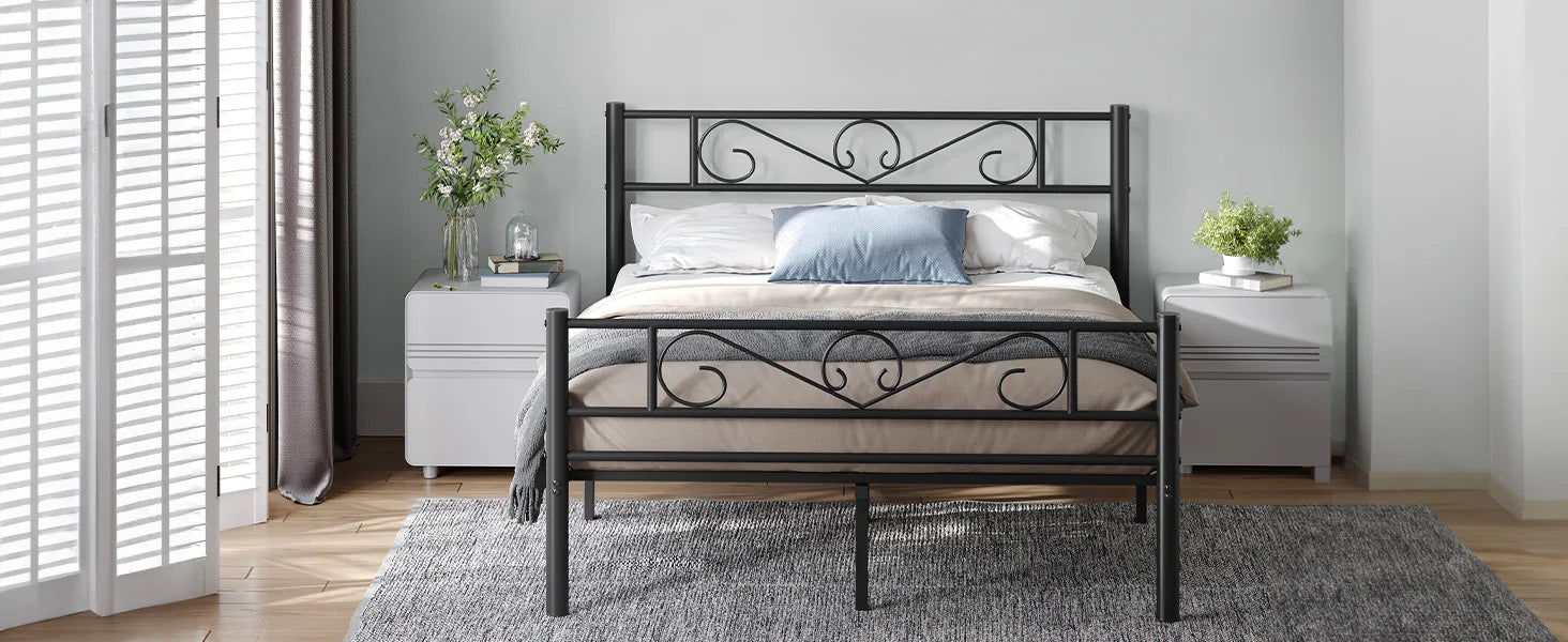 Metalen Tweepersoons Bedframe 140x200 cm – Stevig Staal, Industrieel Design, Zwart
