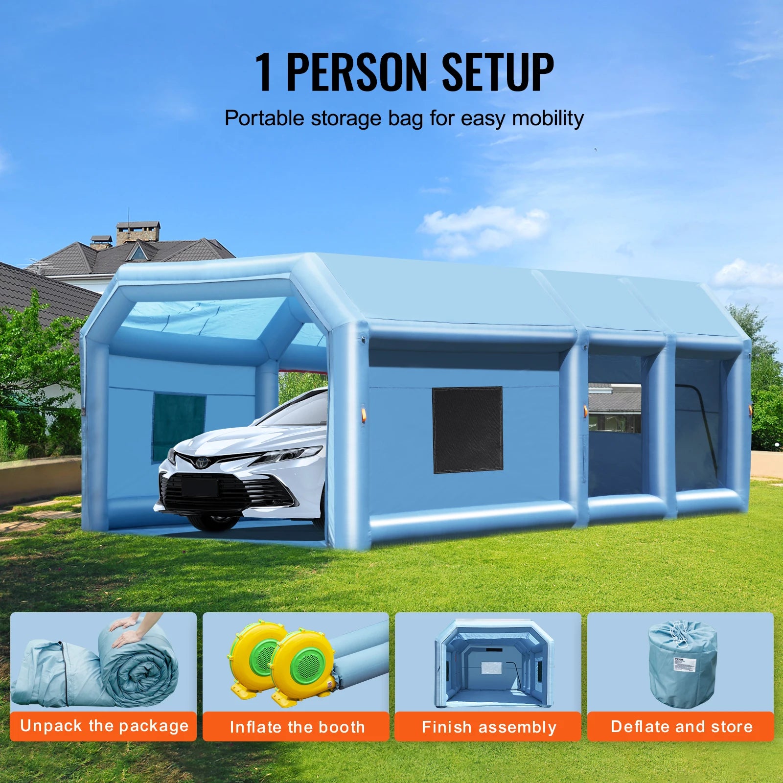 Opblaasbare Spuitcabine met Ventilatoren en Filters – Draagbare Lakcabine voor Auto, Meubels & DIY Projecten