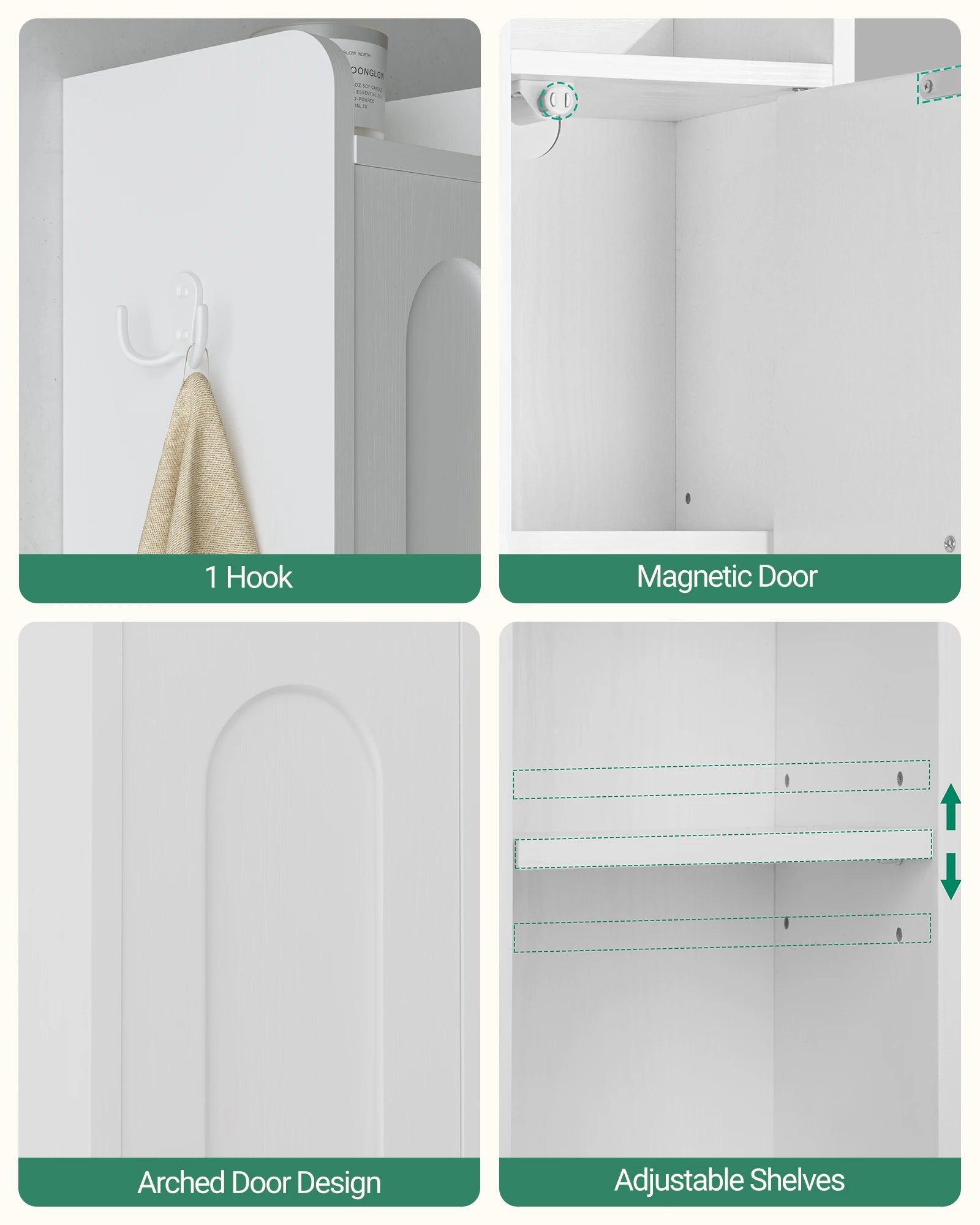 Smalle Badkamerkast met Deuren en Lade – Hoge Opbergkast voor Toilet en Badkamer – Wit Houten Design 180 cm